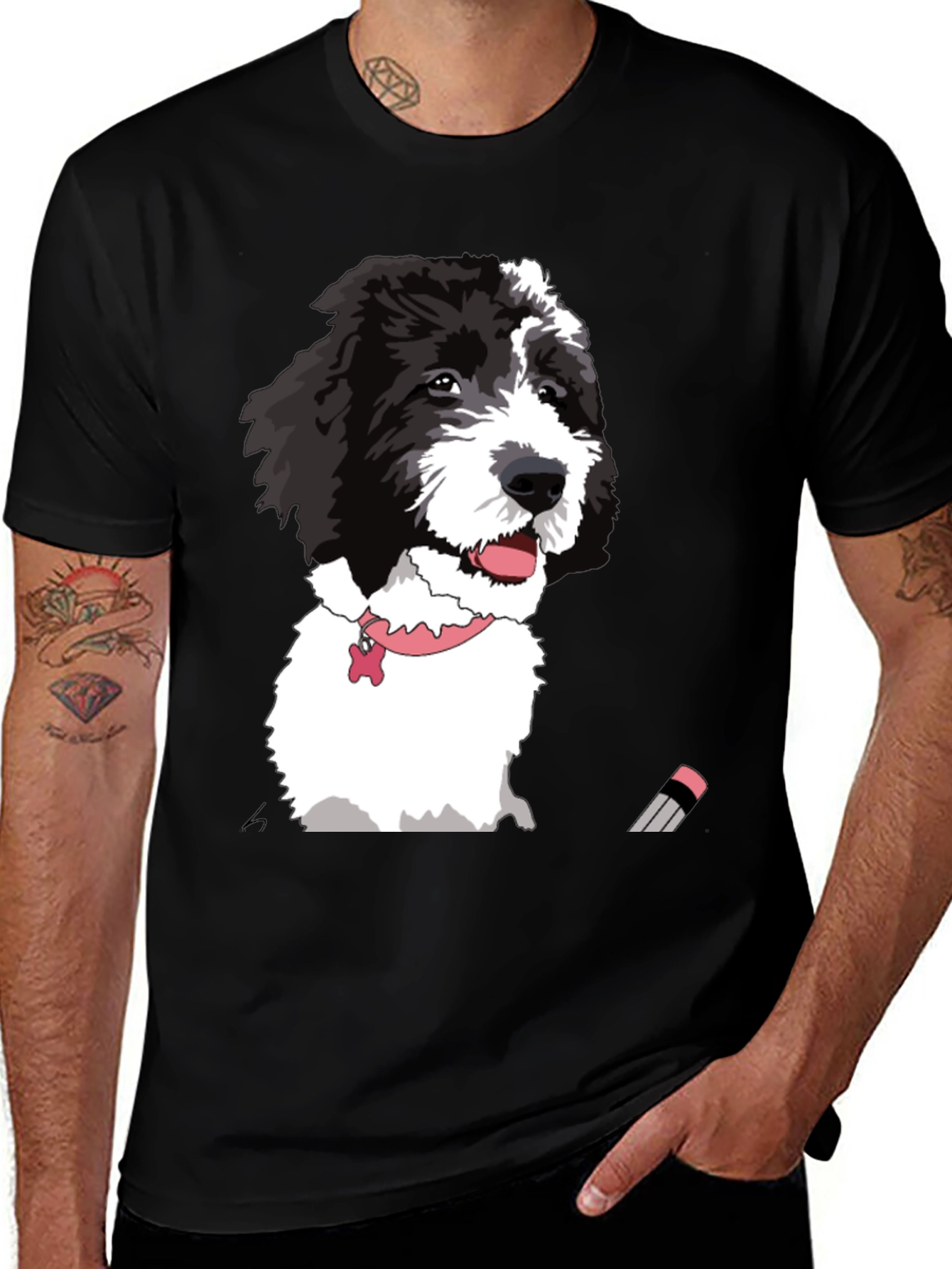 Variant 15 of Dog Portrait Graphic Tee - Unisex Black T-Shirt