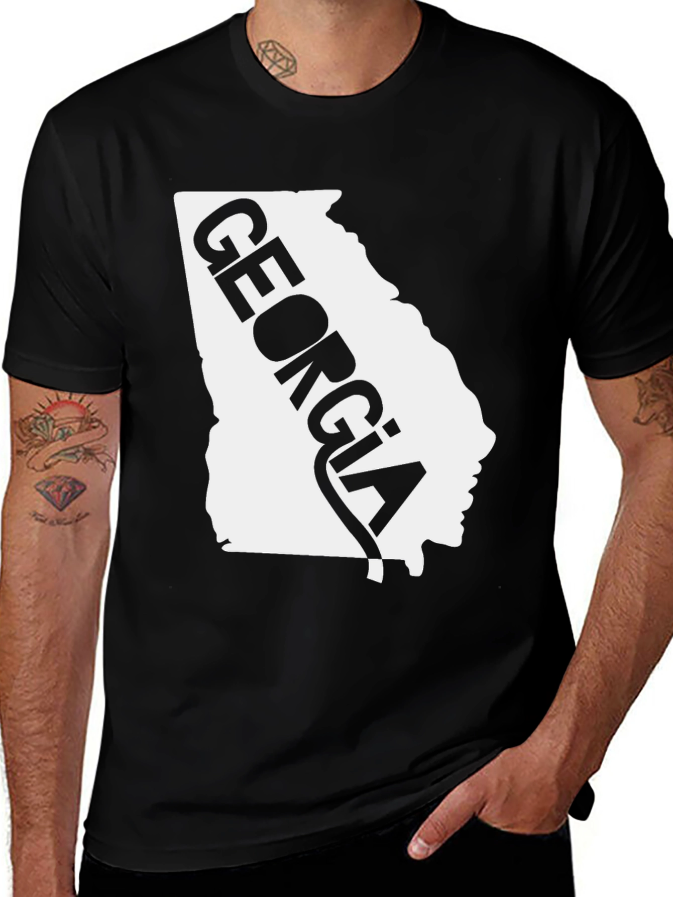 Georgia State Pride Tee - Black Cotton T-Shirt