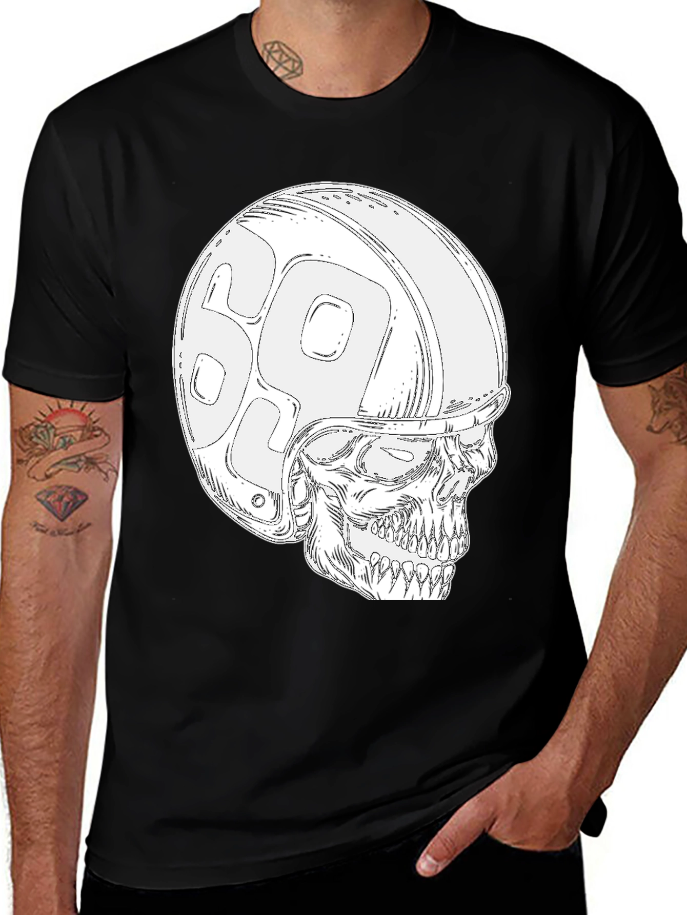 Variant 19 of Skull 69 Helmet T-Shirt - Ride in Style!