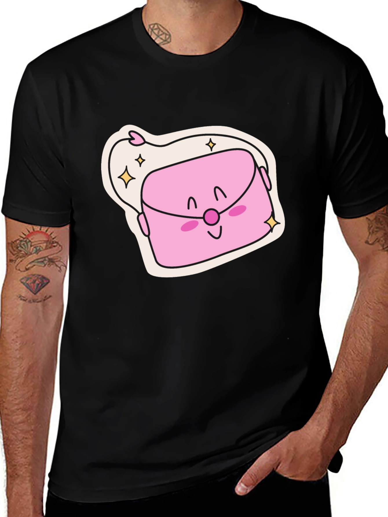Variant 24 of Cute Kawaii Purse Graphic Black T-Shirt