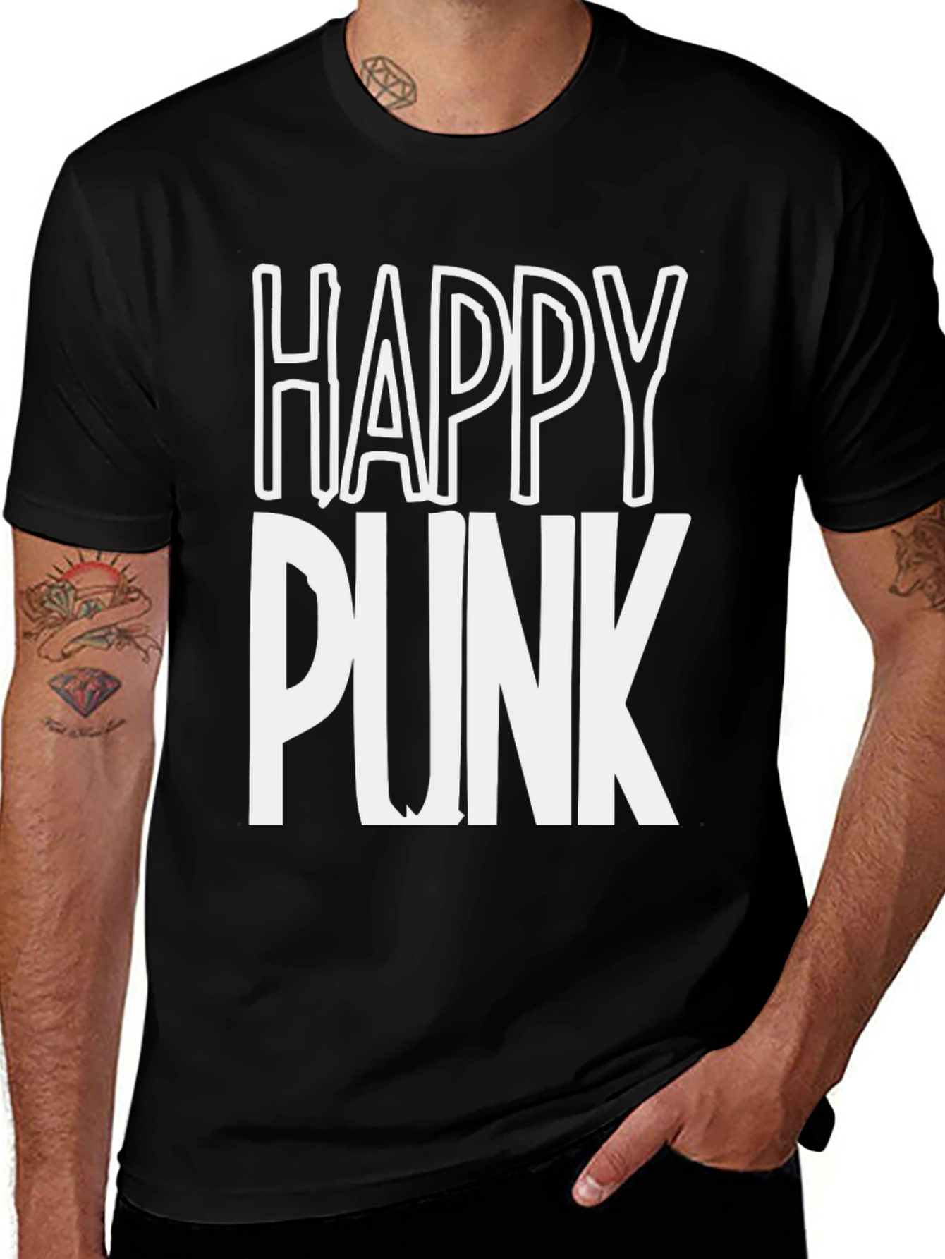 Variant 24 of Happy Punk Graphic Tee - Black Cotton T-Shirt