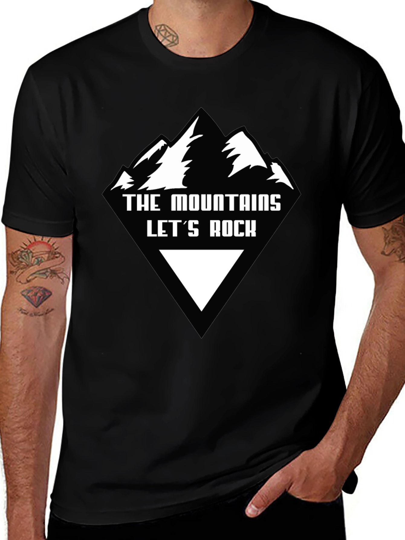 Variant 11 of The Mountains Let's Rock Black Graphic Tee