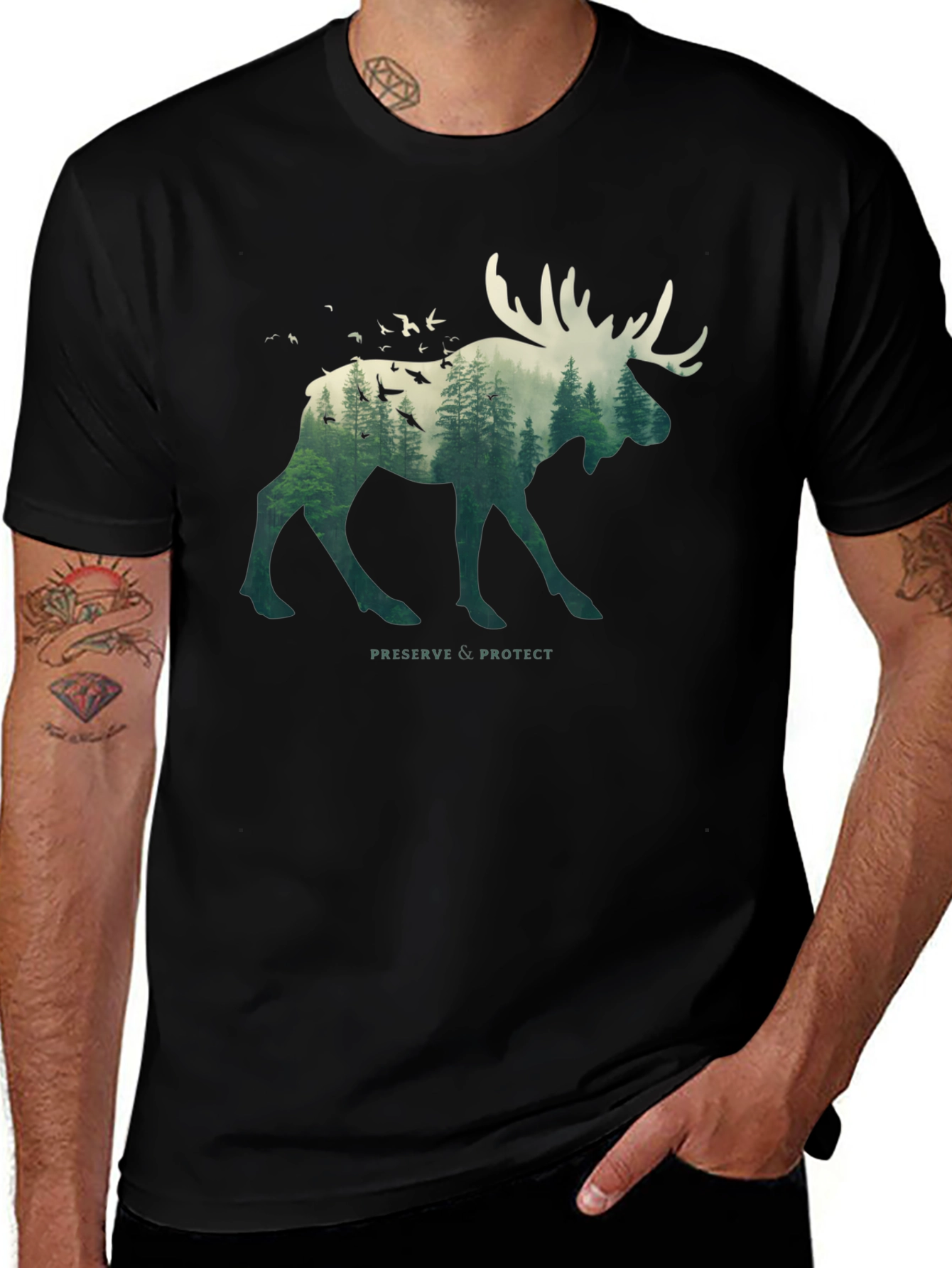 Variant 14 of Nature Moose Graphic T-Shirt - Preserve & Protect