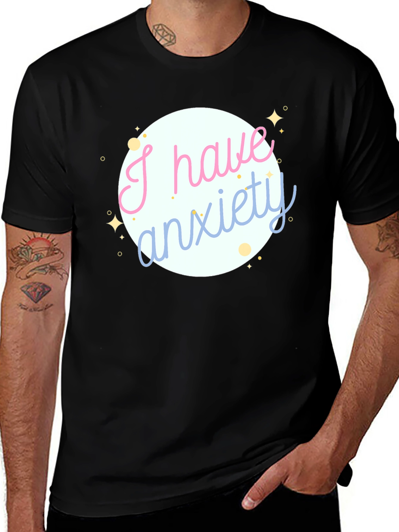 Variant 23 of Anxiety Graphic T-Shirt - Black Crew Neck