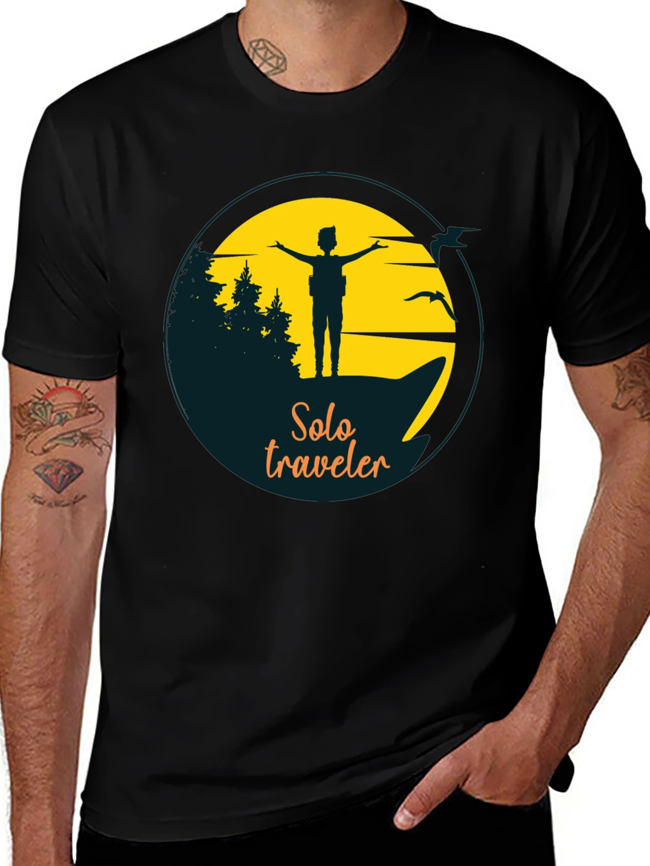 Solo Traveler Graphic Tee - Adventure Awaits!