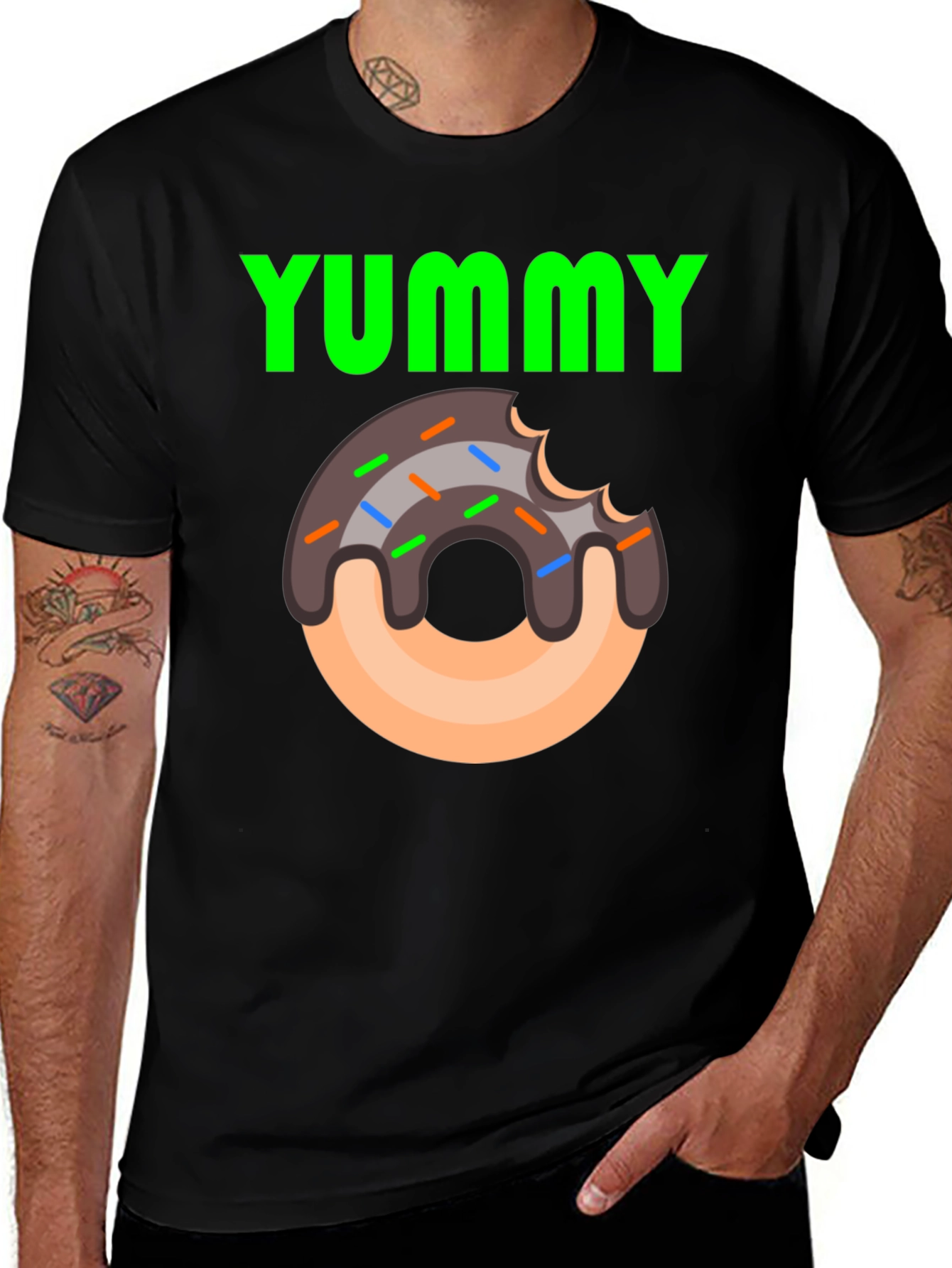 Variant 25 of Yummy Donut Graphic Tee - Casual Black T-Shirt