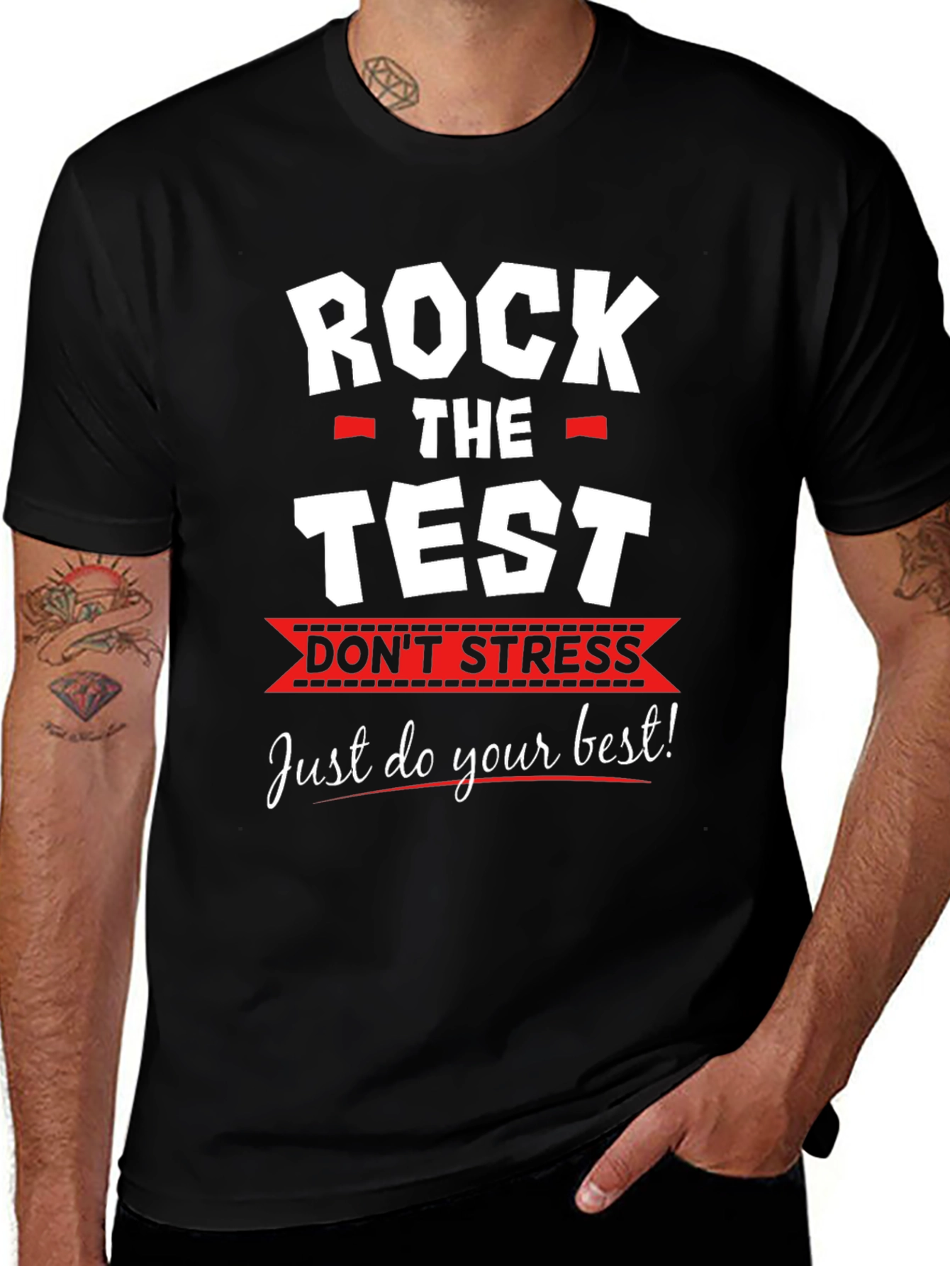Variant 6 of Rock the Test T-Shirt - Don't Stress Exam Tee
