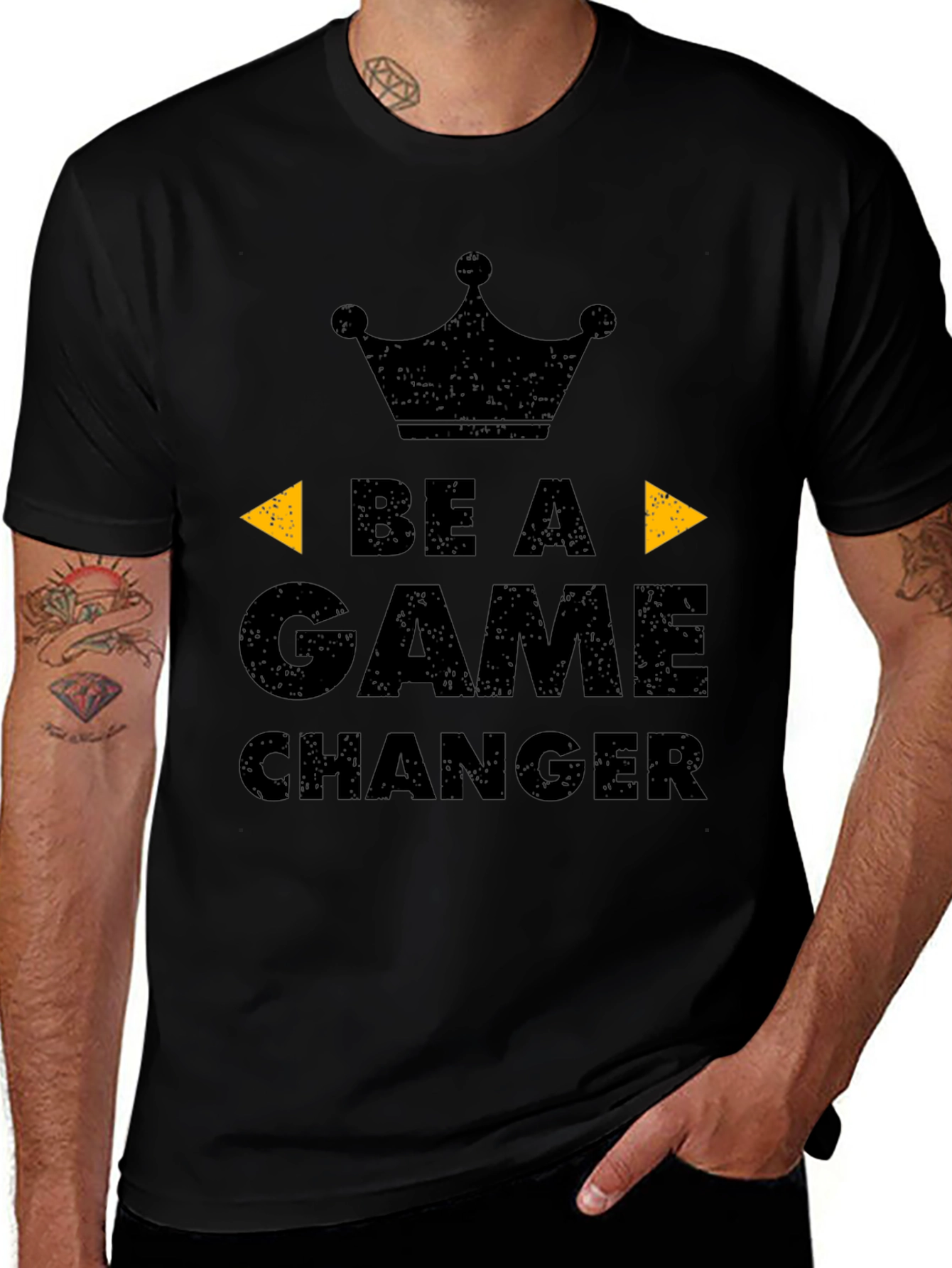 Variant 20 of Be A Game Changer Men's Black Graphic Tee
