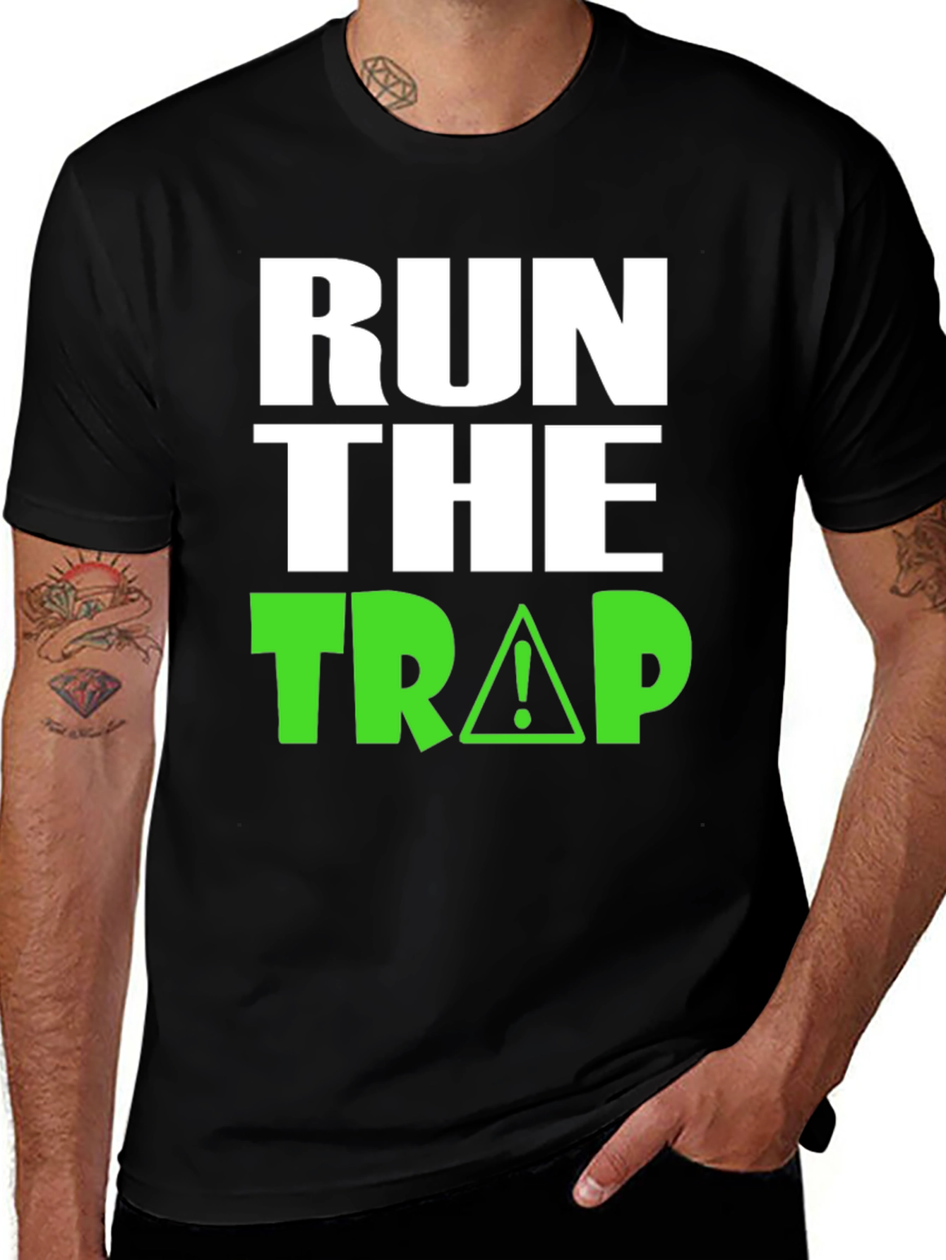 Variant 21 of Run The Trap Graphic Tee - Black Cotton Blend