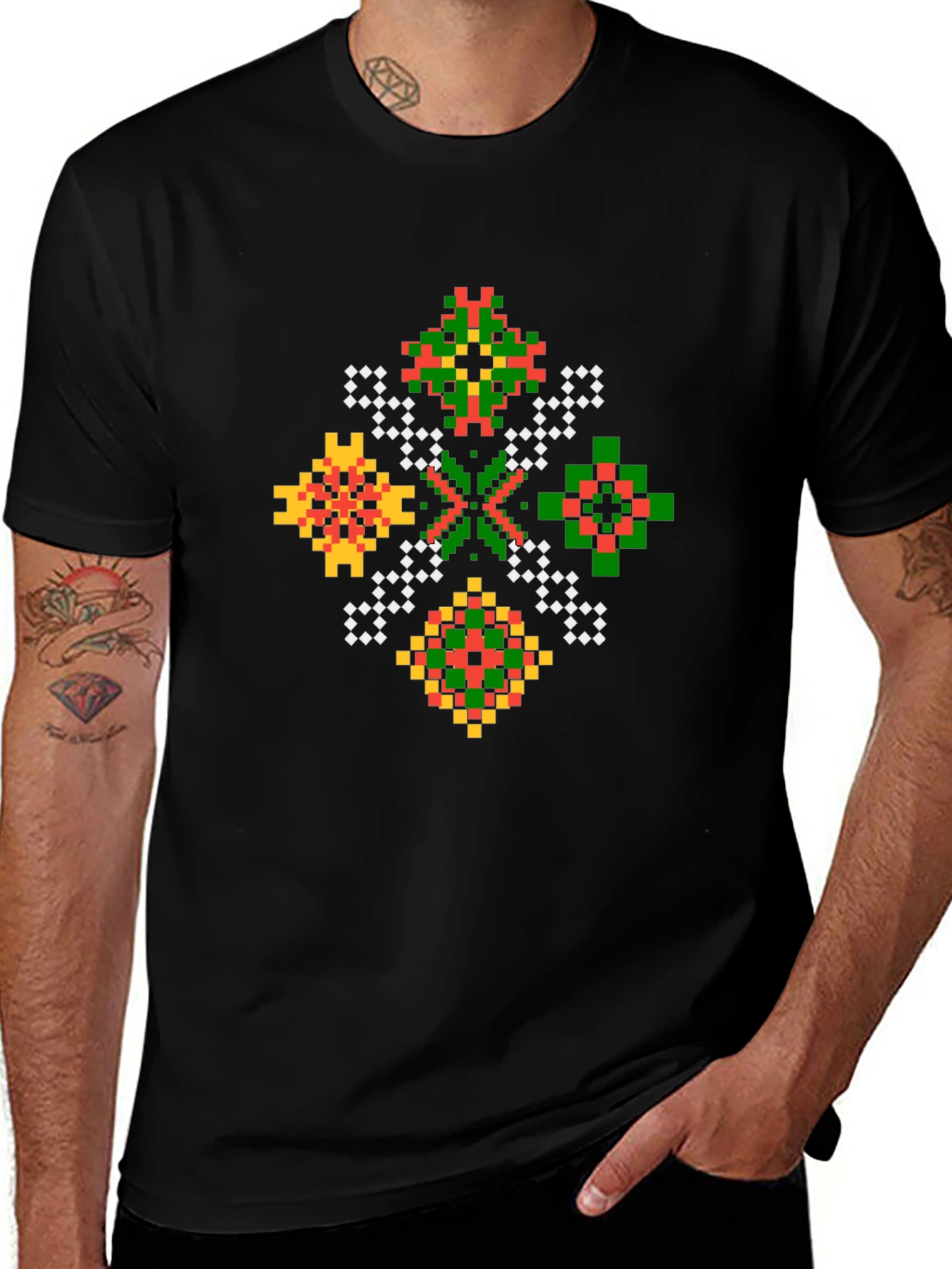 Variant 23 of Pixel Art Geometric Black T-Shirt