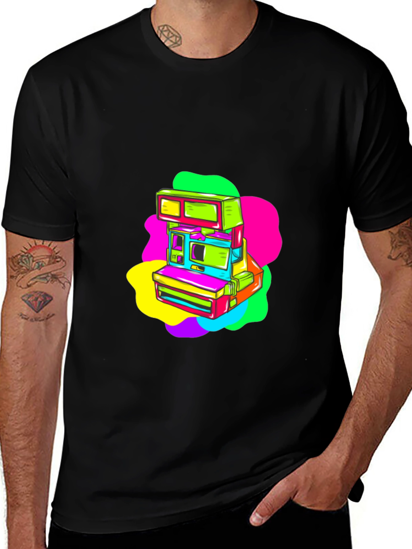 Variant 15 of Retro Arcade Graphic Tee - Black Cotton T-Shirt