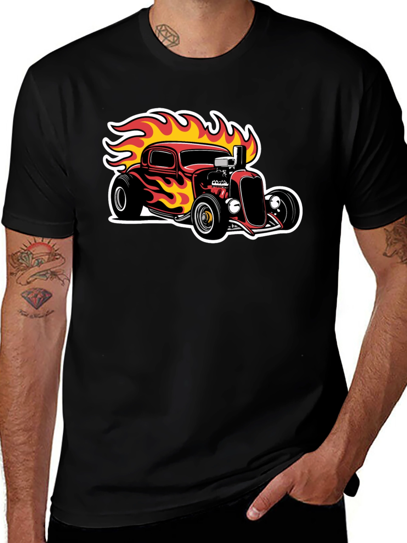 Variant 12 of Hot Rod Flames Black Graphic Tee