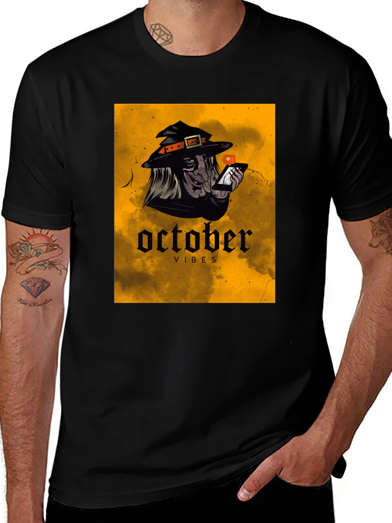 October Vibes Witch T-Shirt - Halloween Style