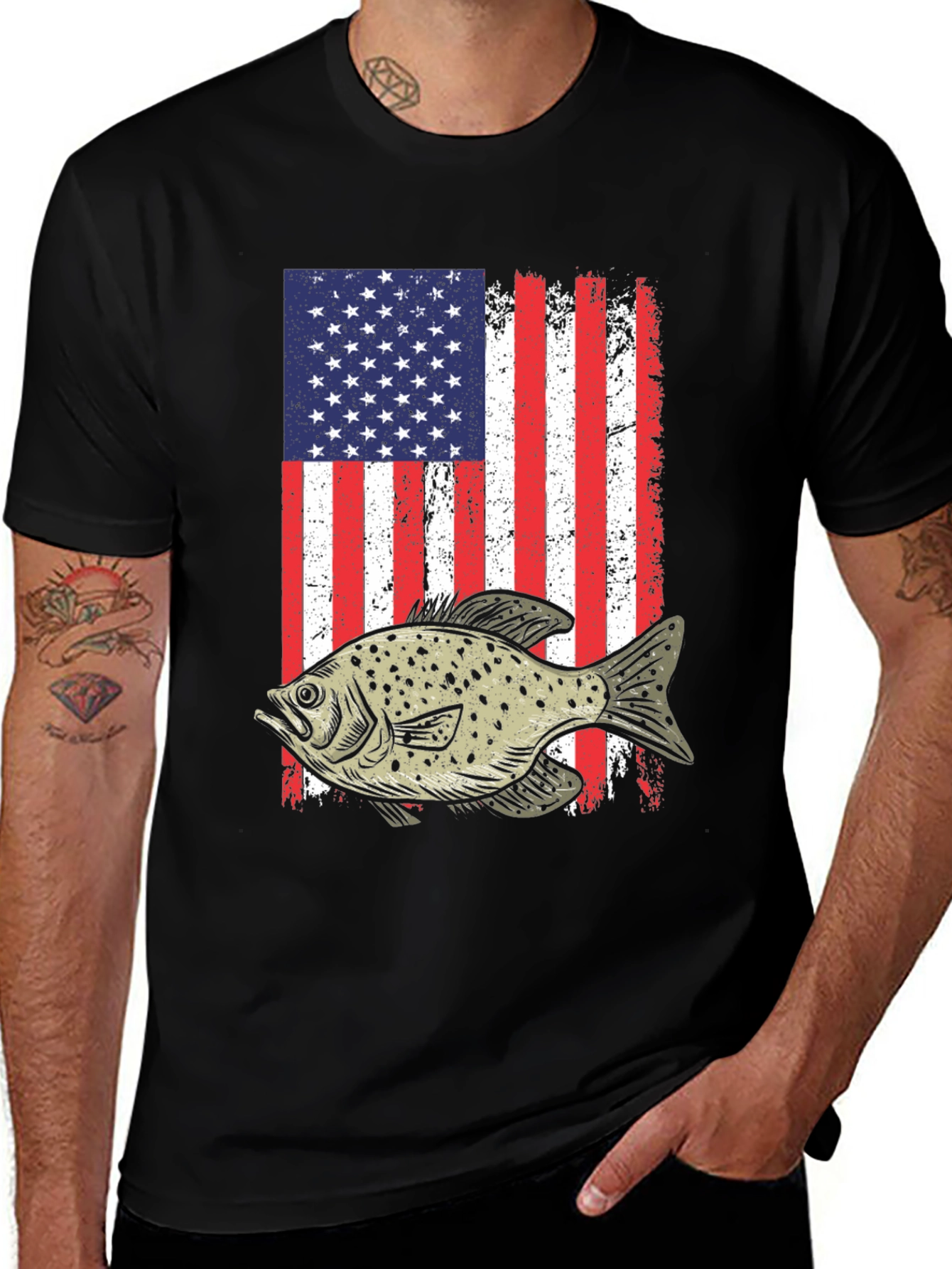 Variant 13 of American Flag Fish Graphic T-Shirt