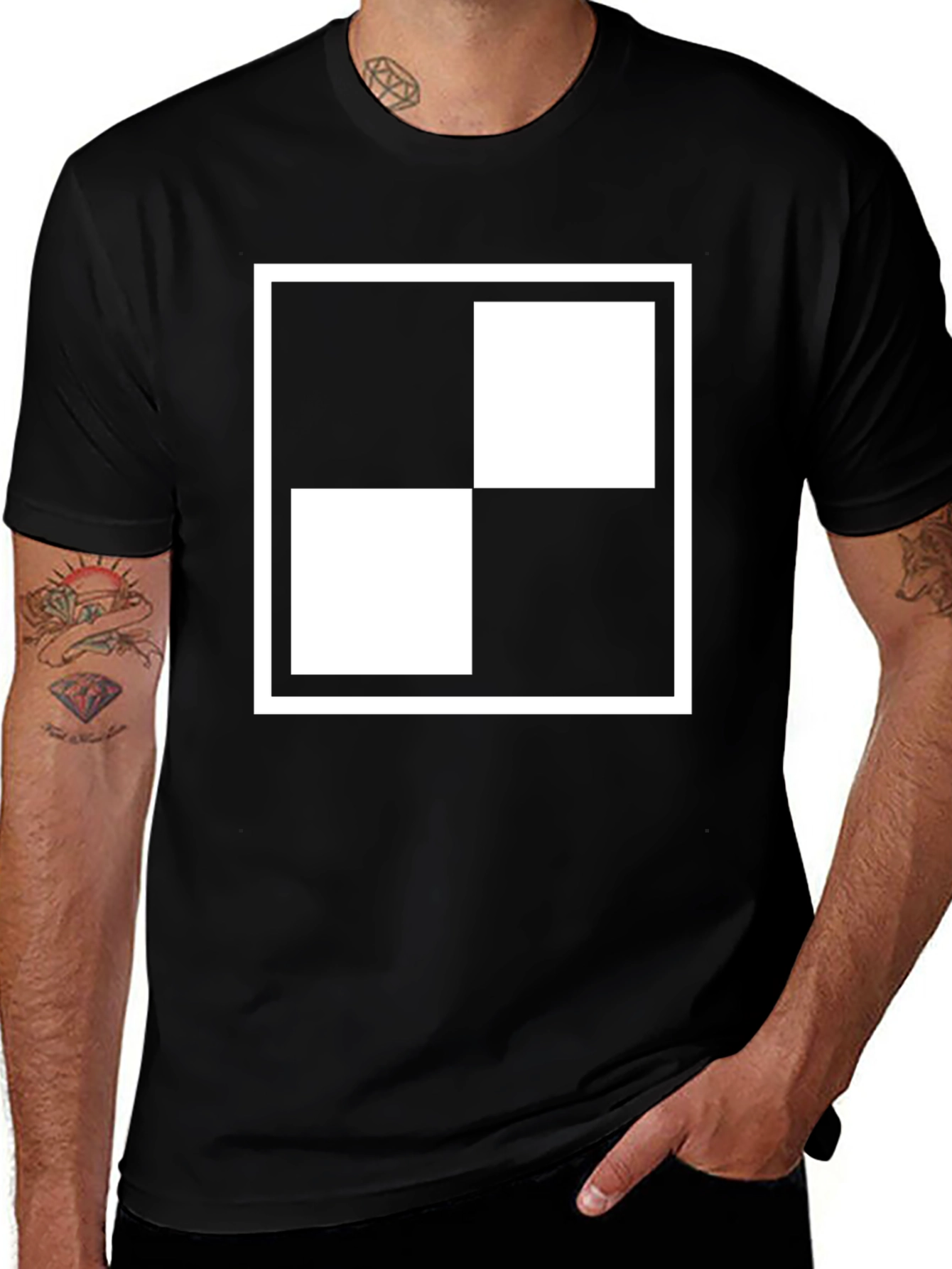 Variant 15 of Abstract Checkered Graphic Black T-Shirt