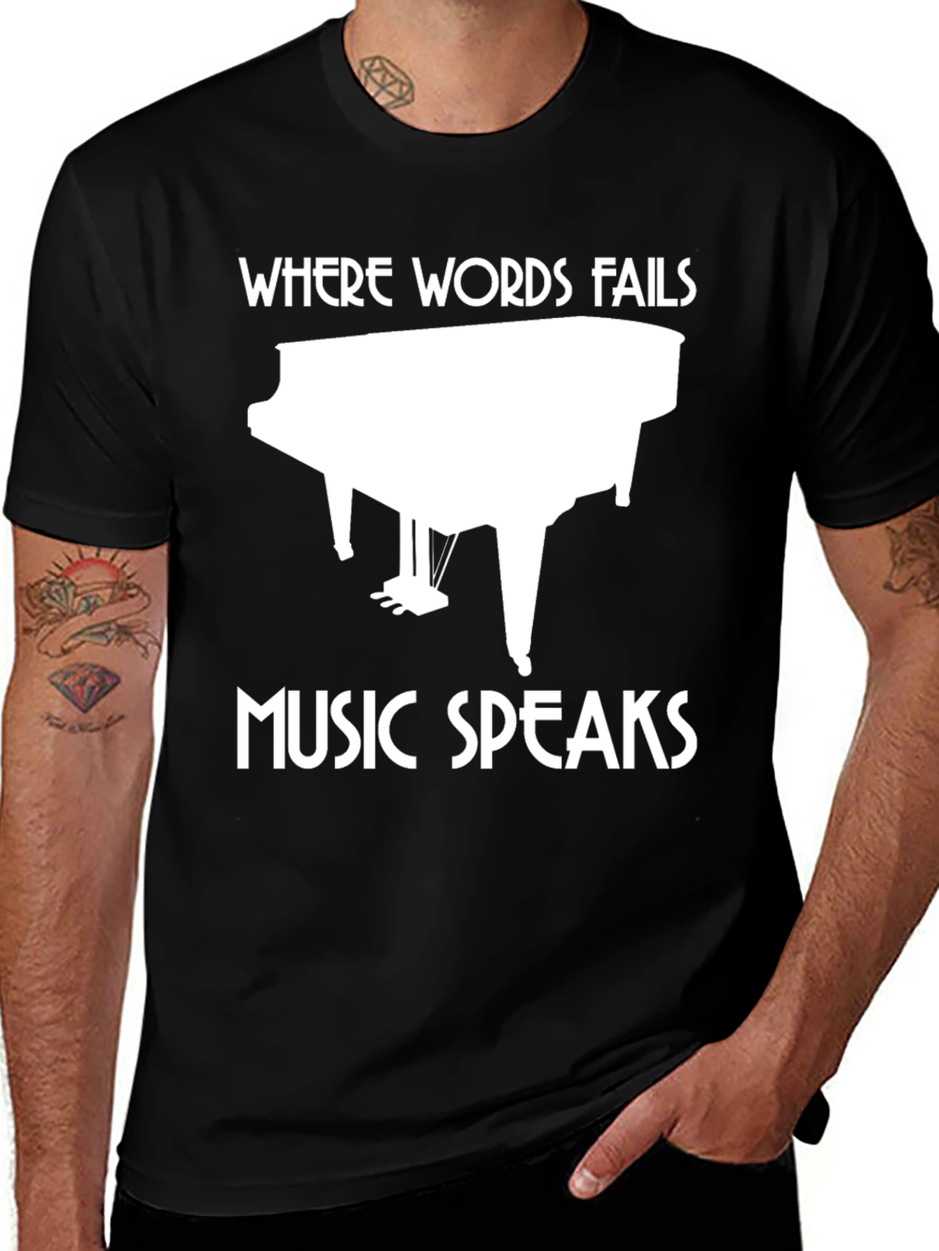 Variant 29 of Music Speaks T-Shirt - Piano Graphic Tee