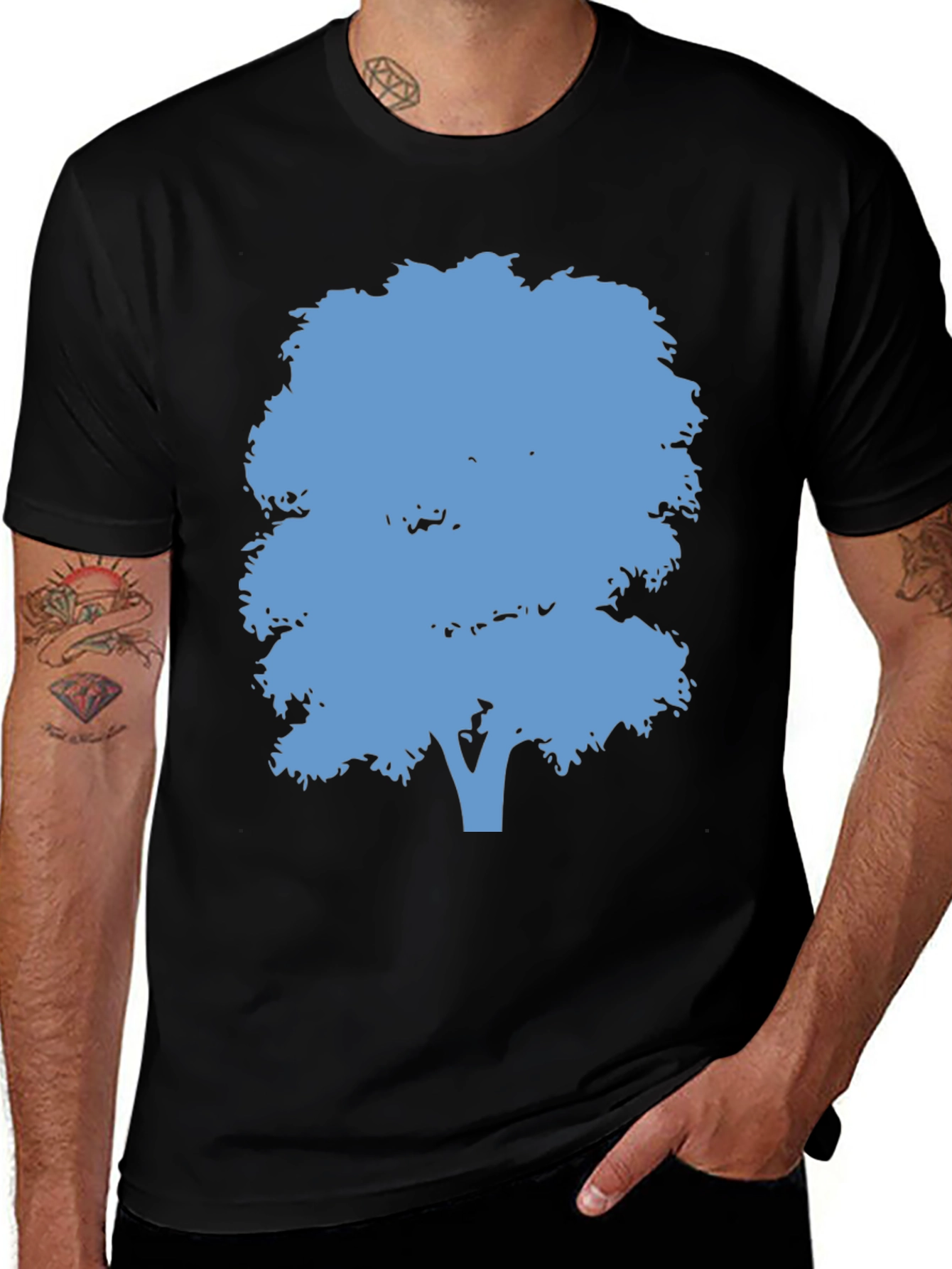 Variant 24 of Blue Tree Graphic Black T-Shirt