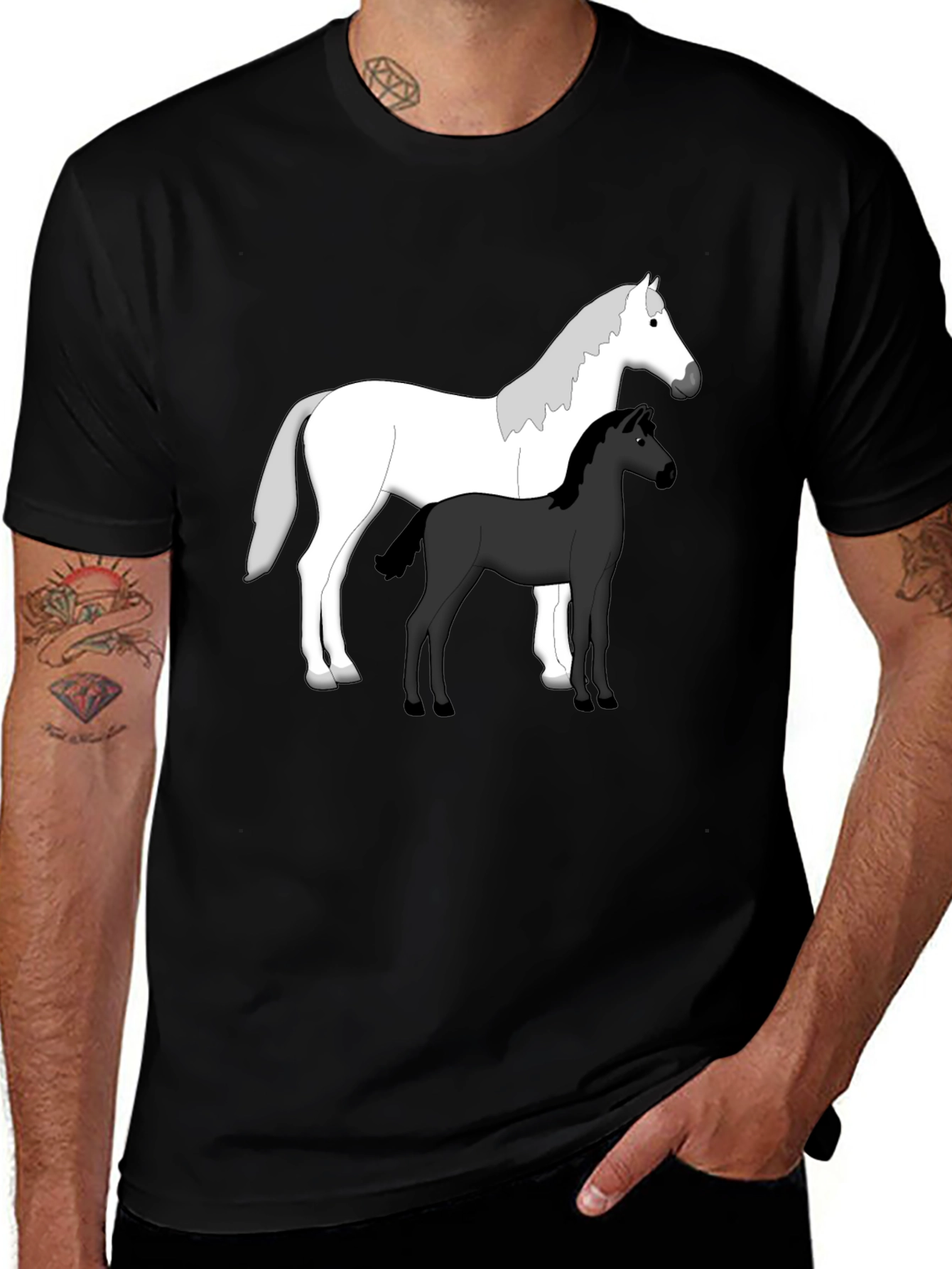Variant 2 of Horse Graphic Tee - Black Cotton Blend