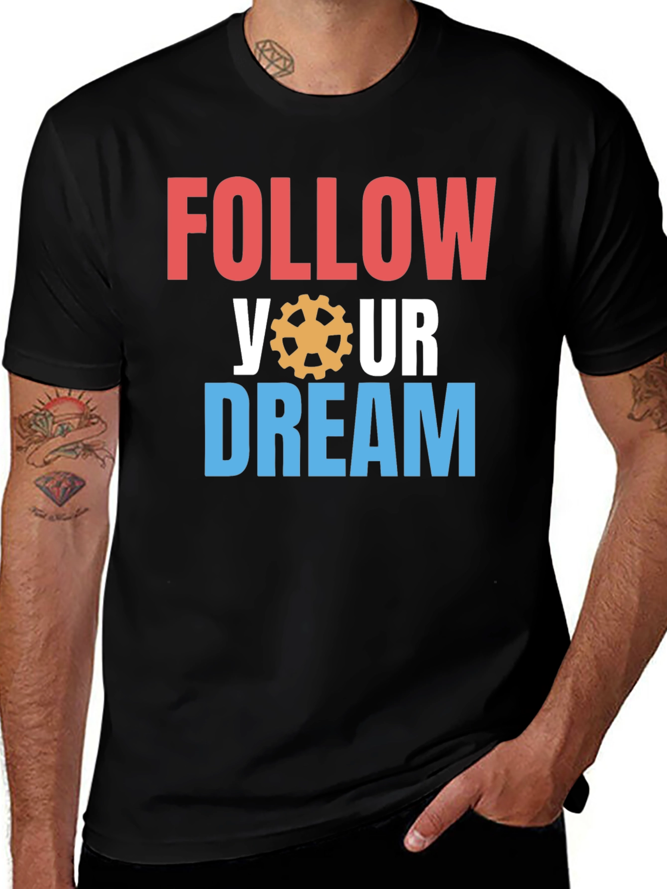 Variant 10 of Follow Your Dream Graphic T-Shirt - Motivational Crew Neck Tee