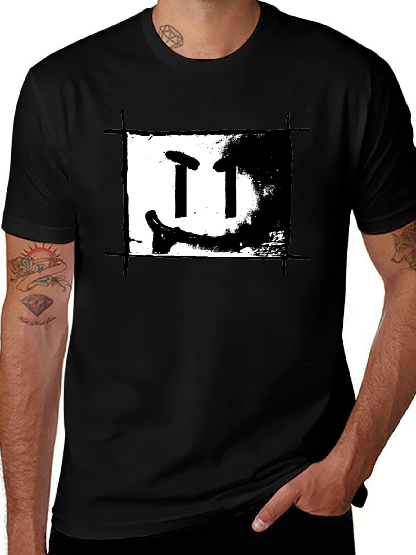 Variant 5 of Black T-Shirt with Artistic Graphic Print