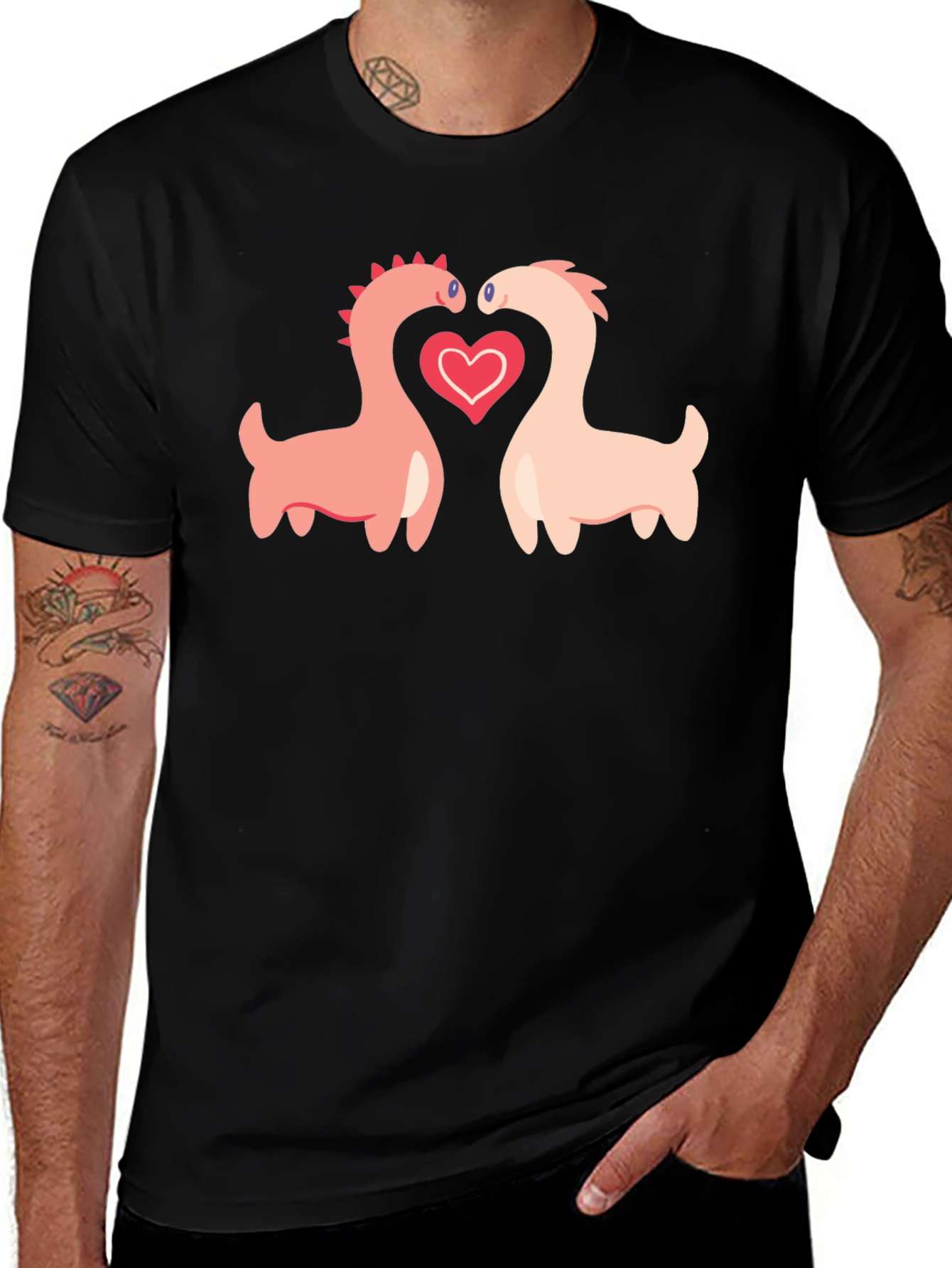 Variant 12 of Dino Love Black T-Shirt