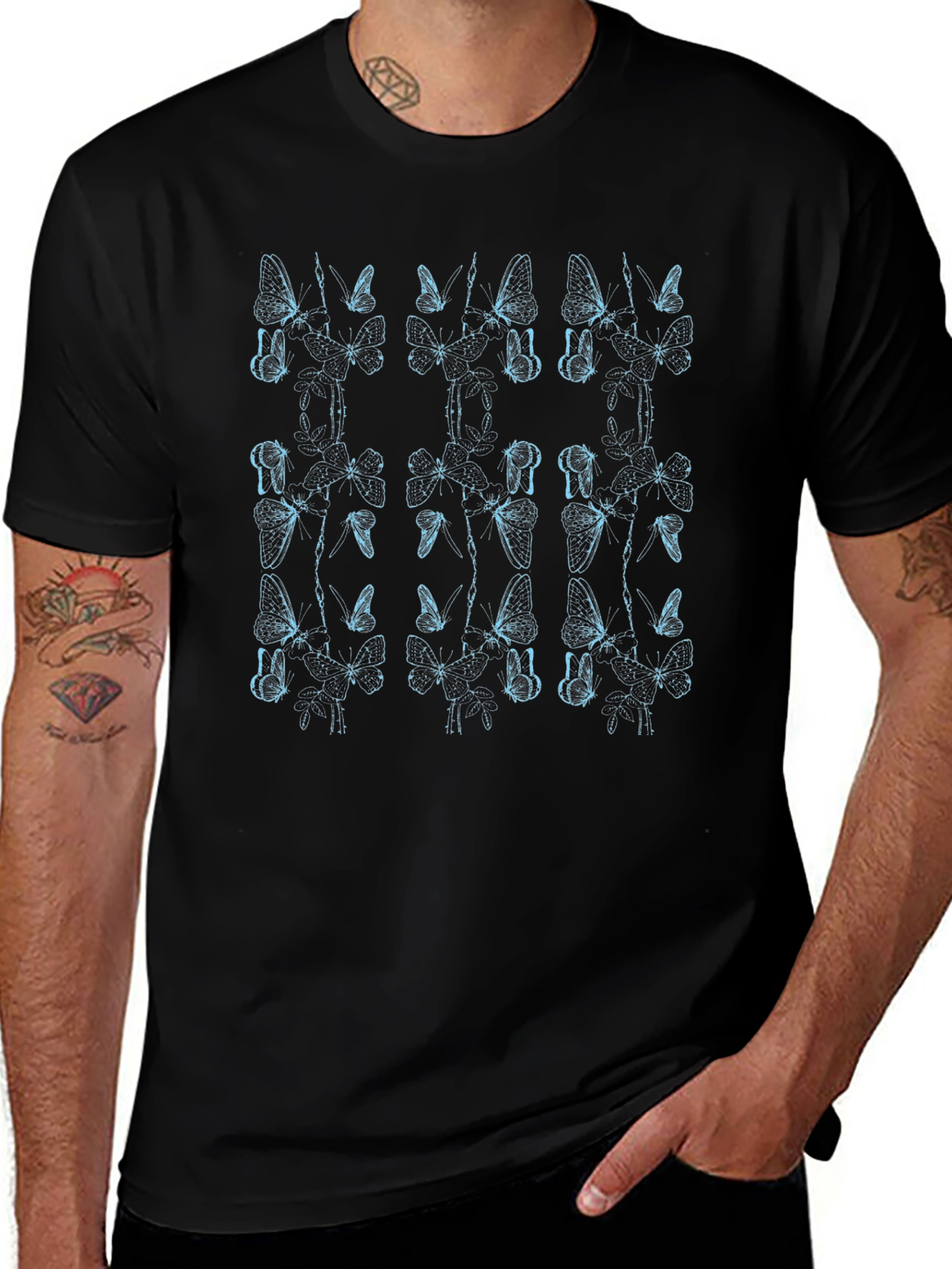 Variant 6 of Butterfly Patterned Black T-Shirt