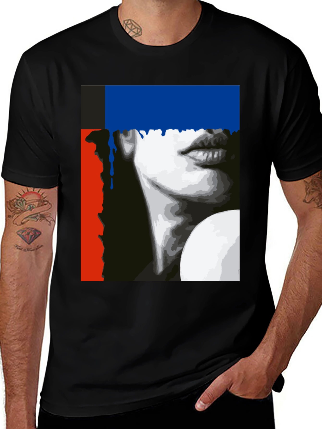 Variant 13 of Abstract Face Graphic Tee - Unisex Black T-Shirt