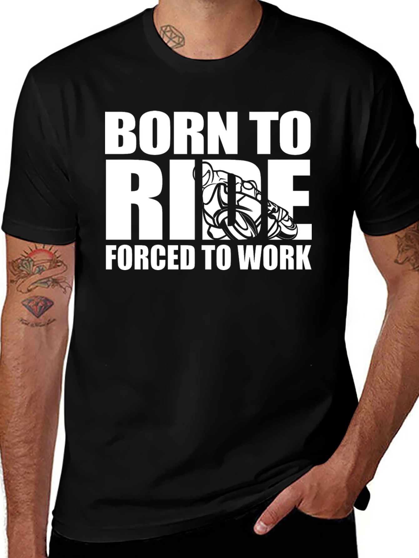 Variant 26 of Born to Ride Graphic Tee - Black Cotton T-Shirt
