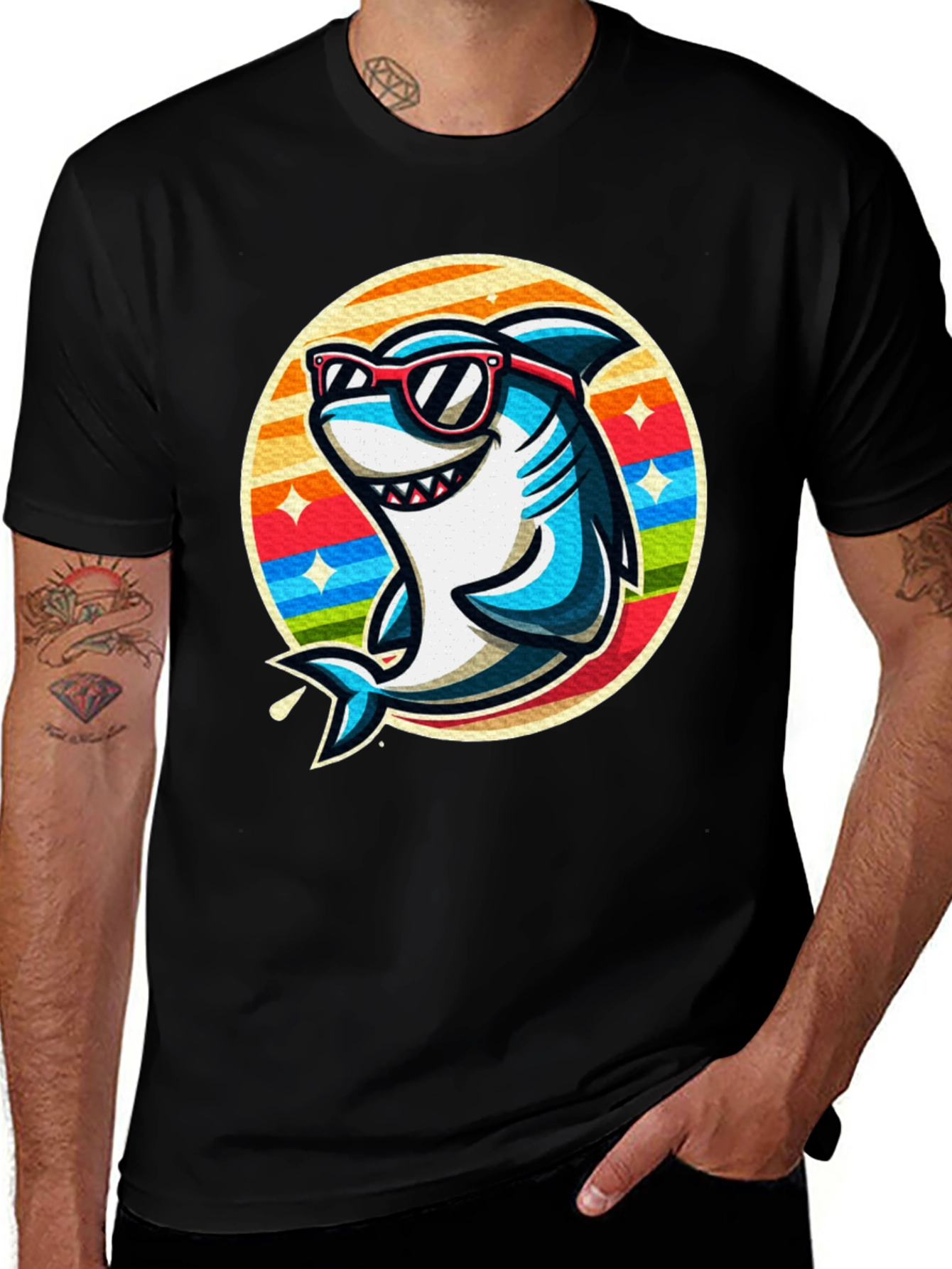 Variant 19 of Cool Shark Graphic Tee - Retro Style