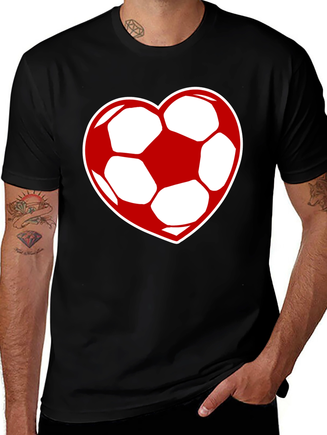 Variant 24 of Soccer Heart T-Shirt - Black Graphic Tee