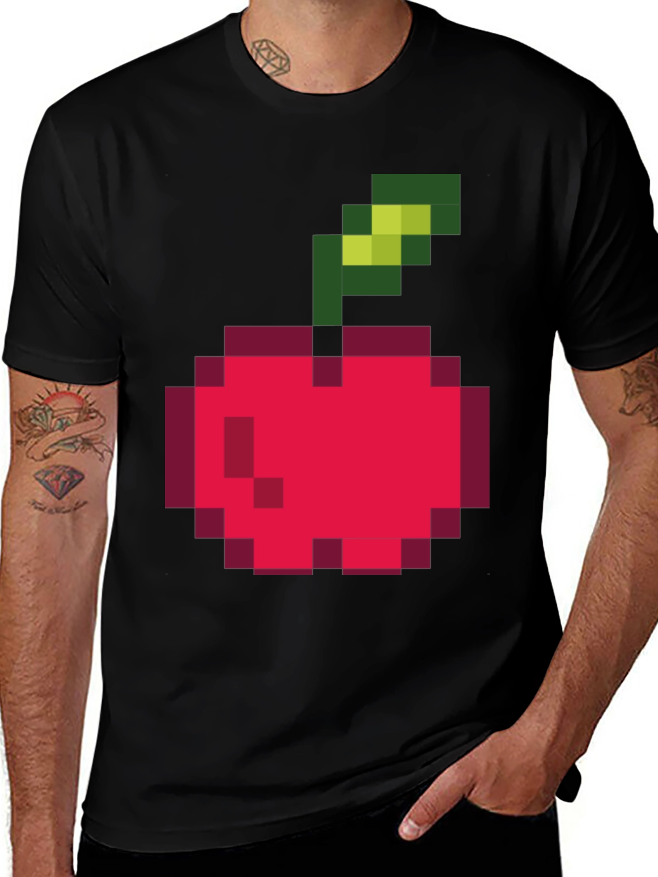 Variant 19 of Pixelated Cherry Graphic Tee - Retro Style