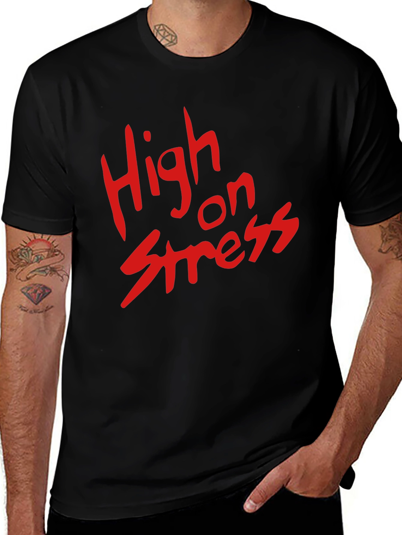 Variant 18 of High on Stress T-Shirt - Black Casual Tee