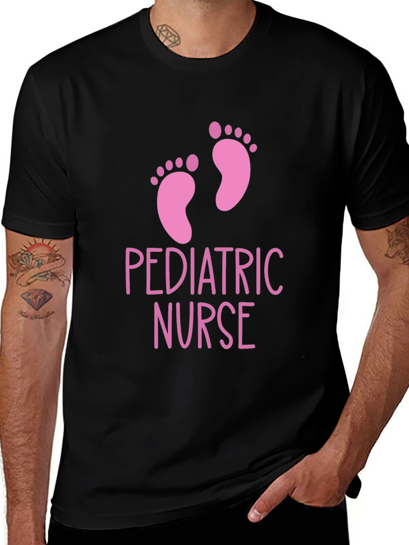 Pediatric Nurse T-Shirt - Cute Footprint Design