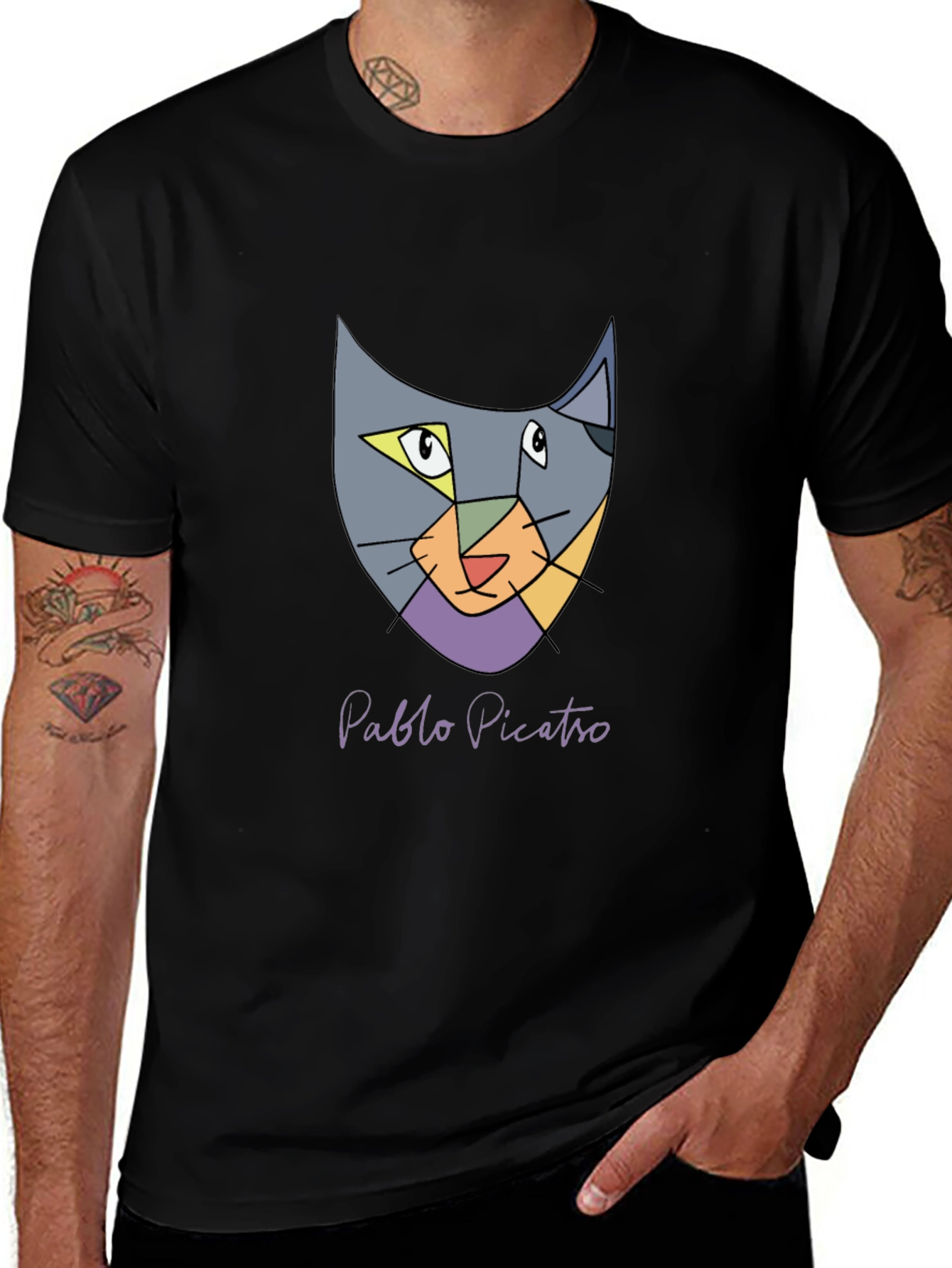 Variant 30 of Abstract Cat T-Shirt - Pablo Picatro Design, Soft Cotton
