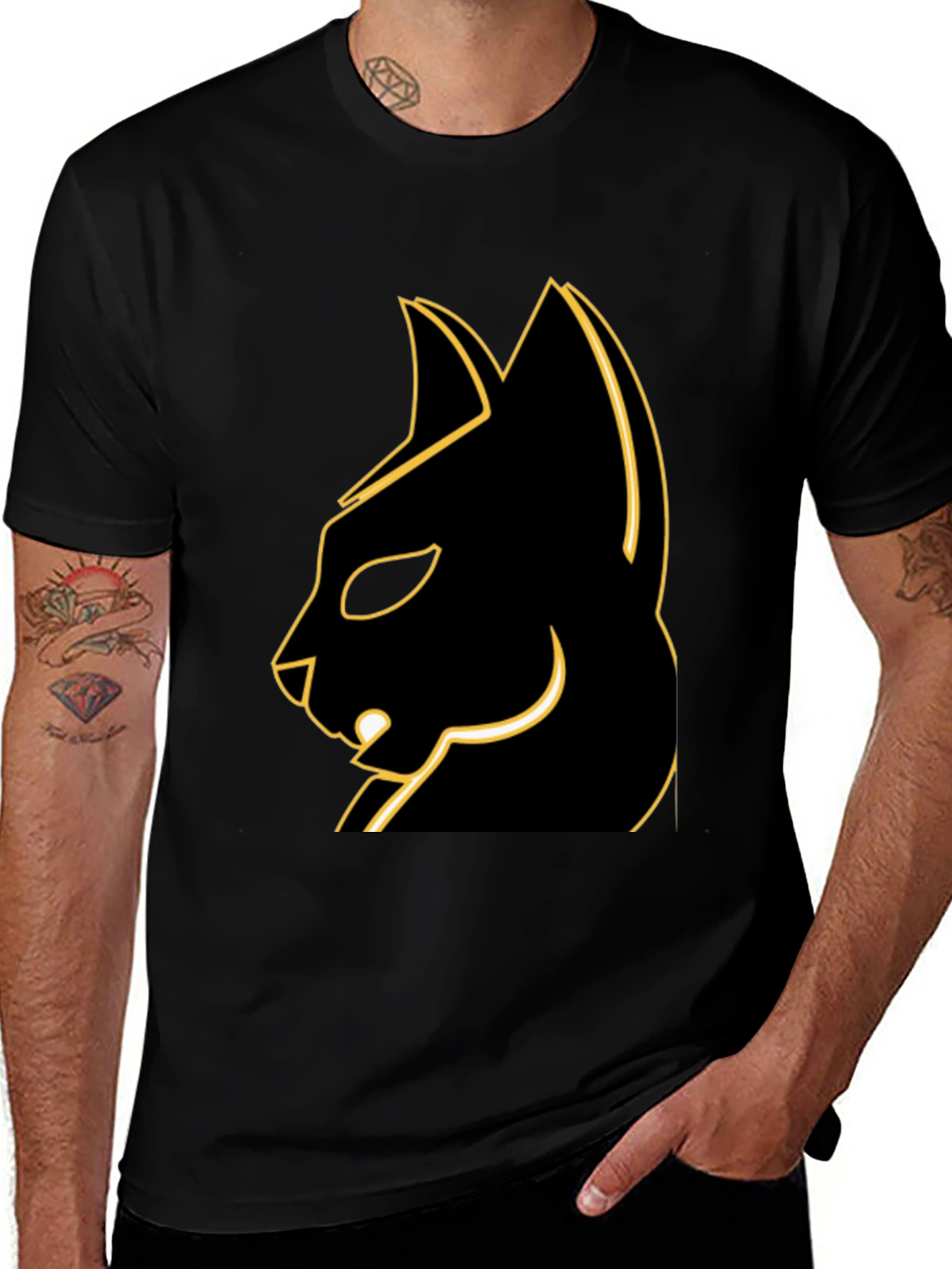 Variant 3 of Cool Black Cat T-Shirt - Edgy Graphic Tee