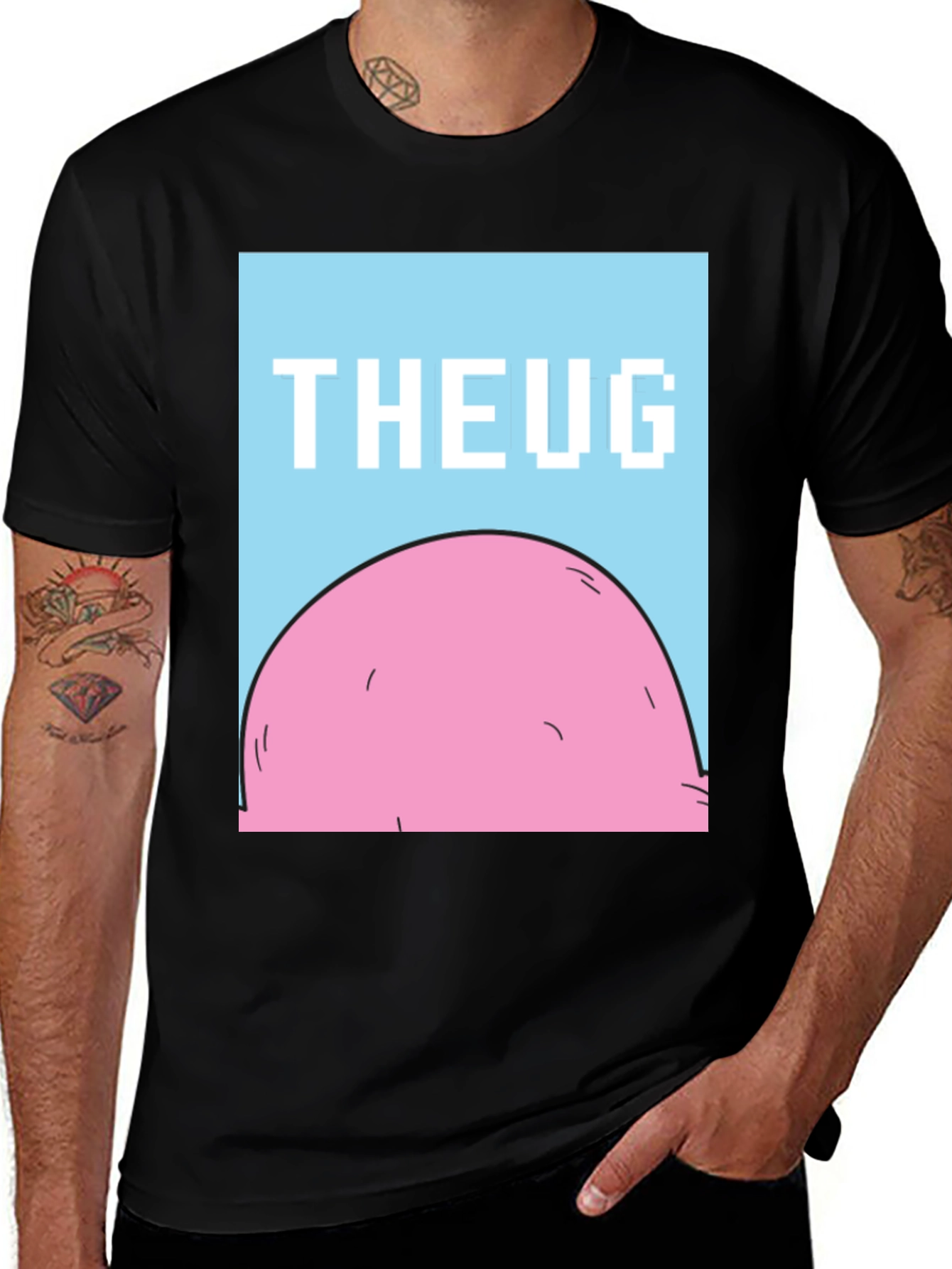 Variant 15 of THEUG Pink Blob Graphic Tee - Black