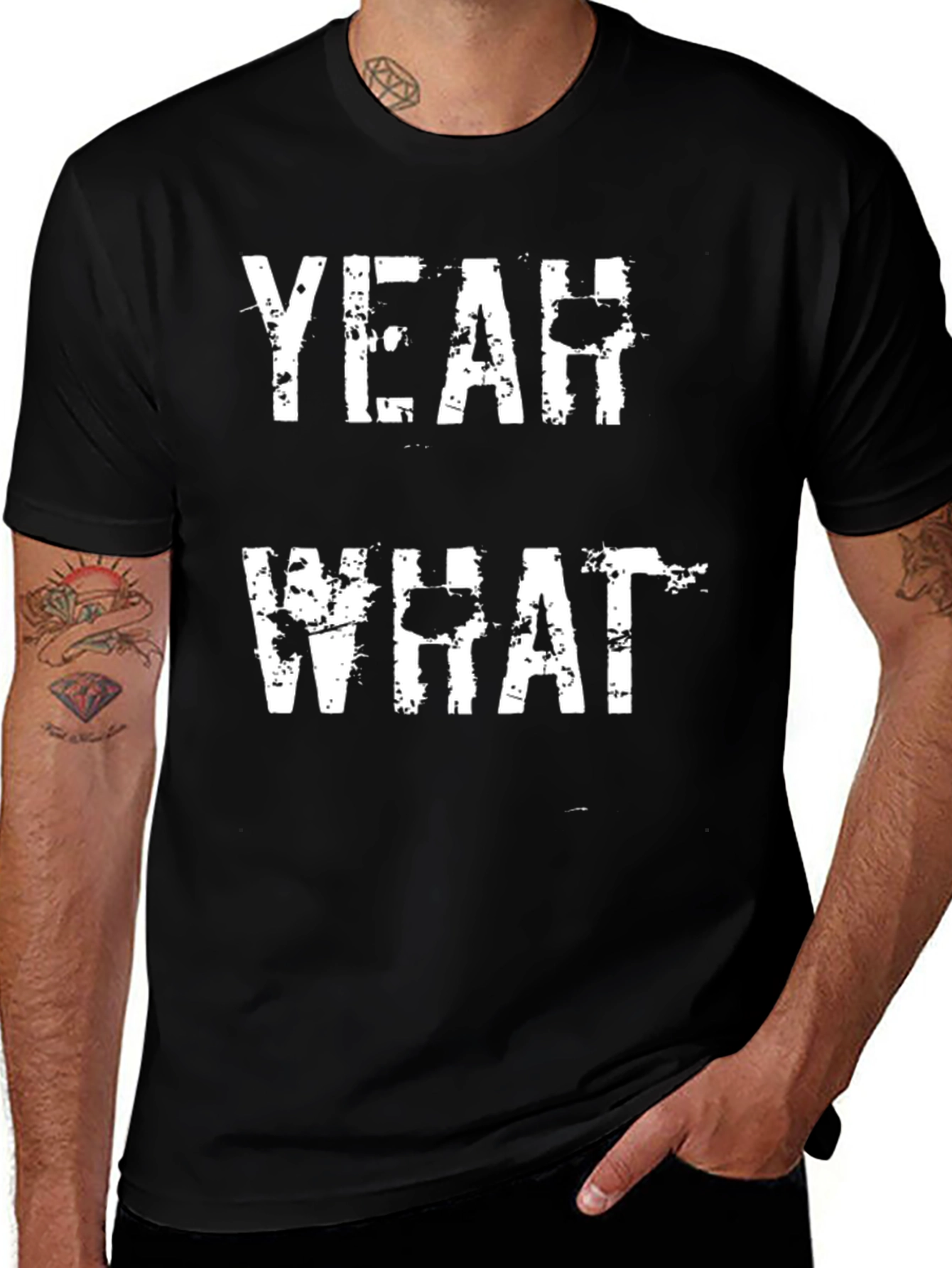 Variant 30 of Yeah What Distressed Graphic Tee - Casual Cool