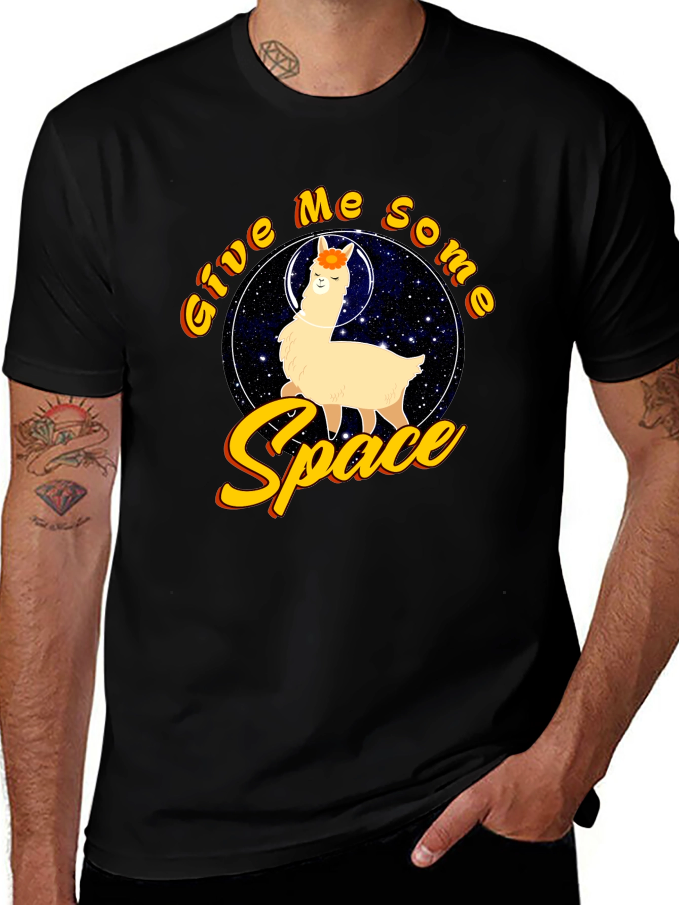 Variant 8 of Give Me Some Space Llama Graphic T-Shirt