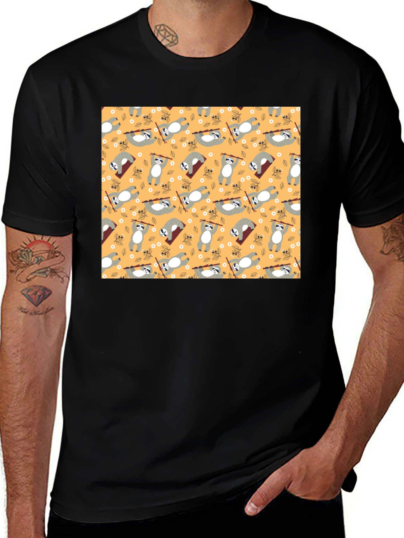 Variant 20 of Fun Sloth Pattern T-Shirt