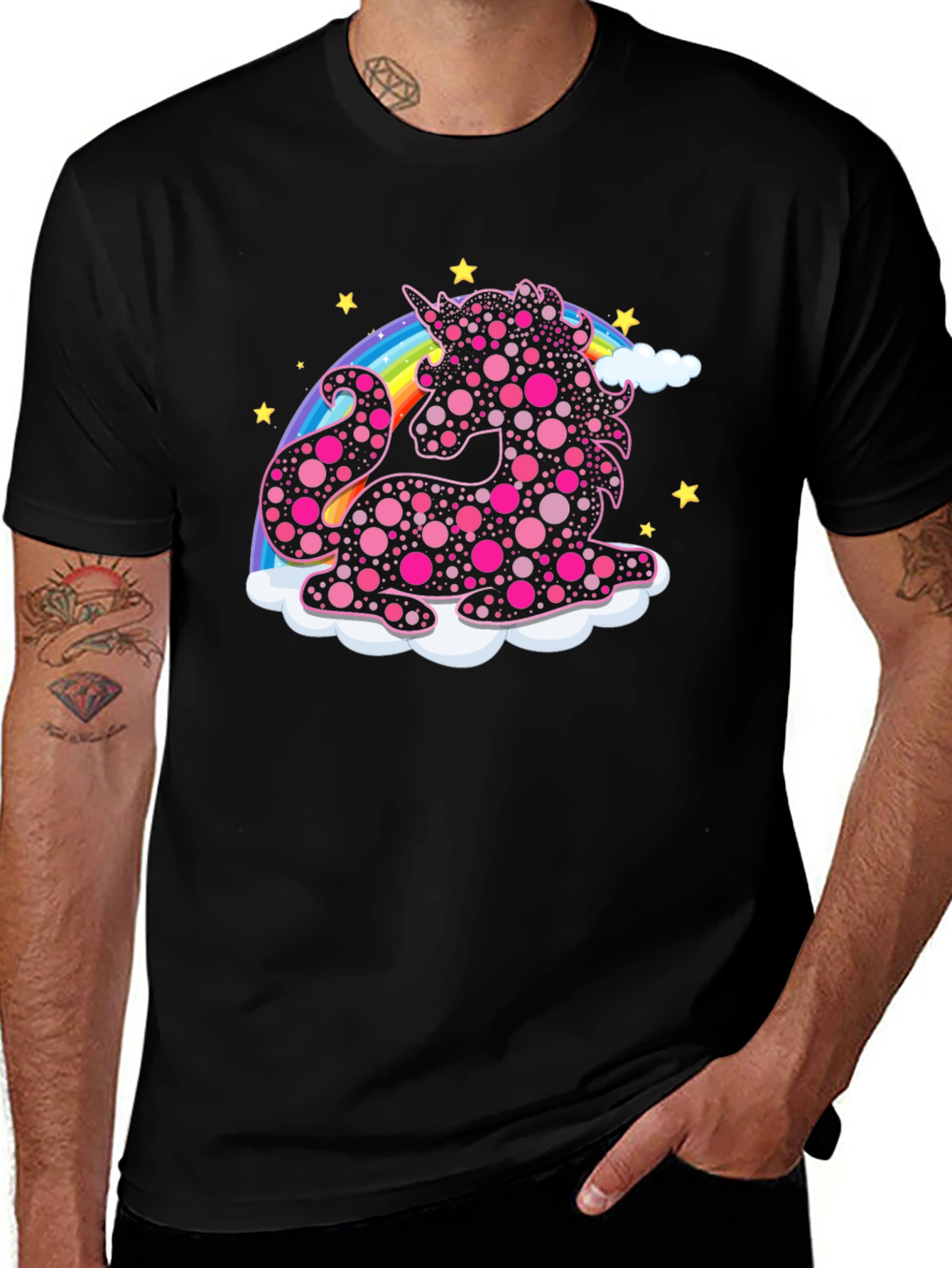 Unicorn Rainbow T-Shirt - Black
