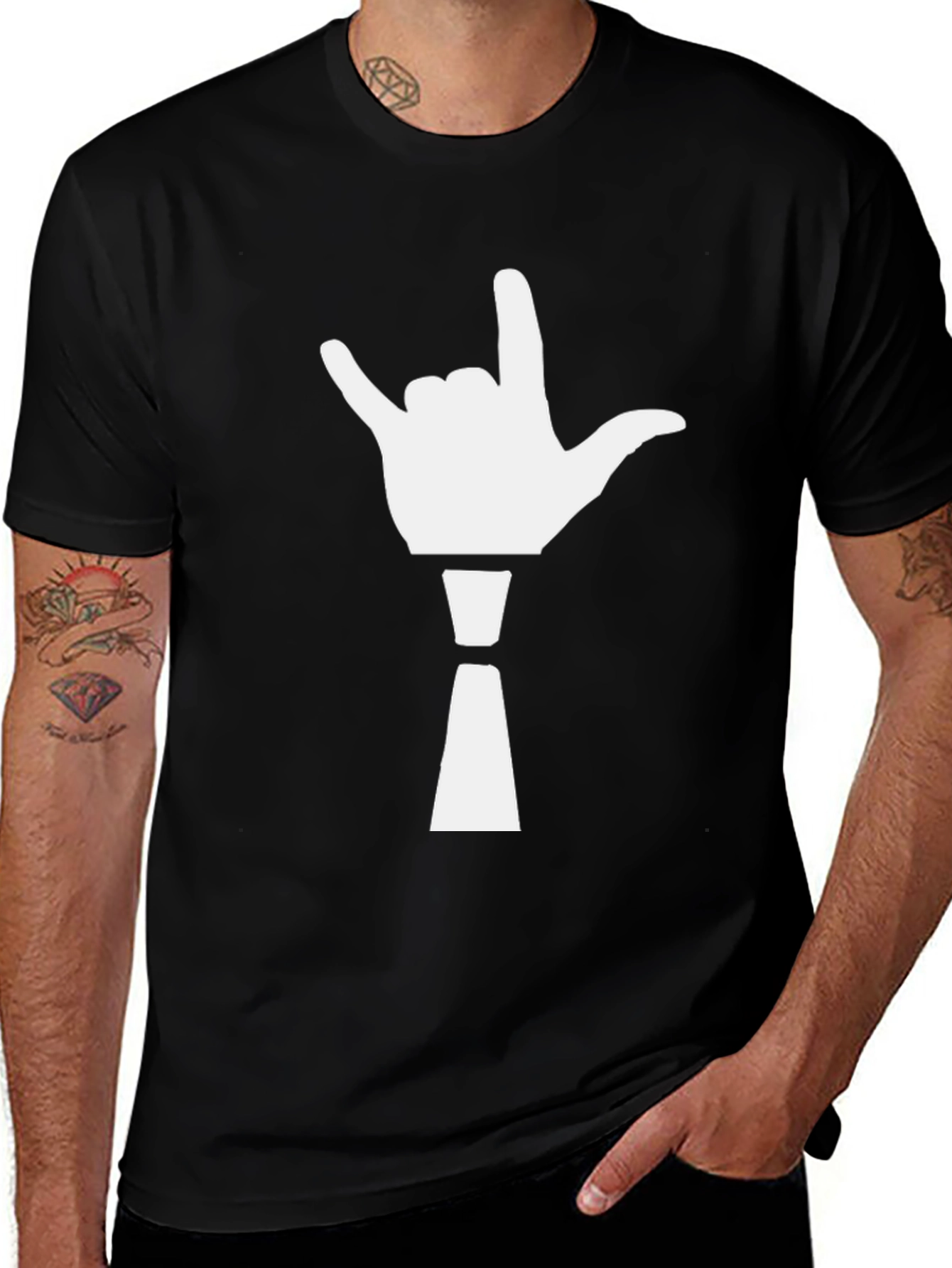 I Love You Hand Sign Tie T-Shirt
