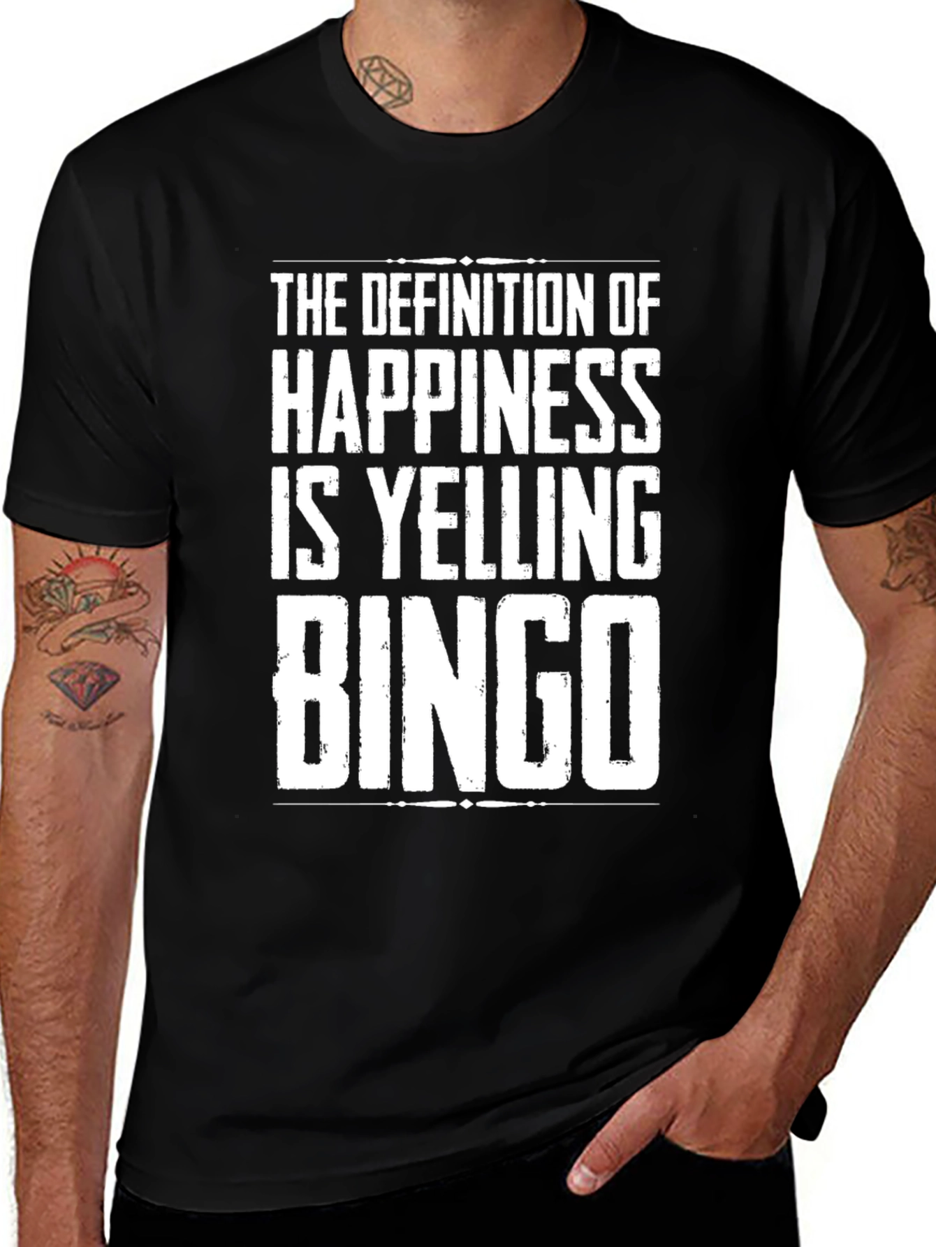 Variant 12 of Bingo Happiness T-Shirt - Black Graphic Tee