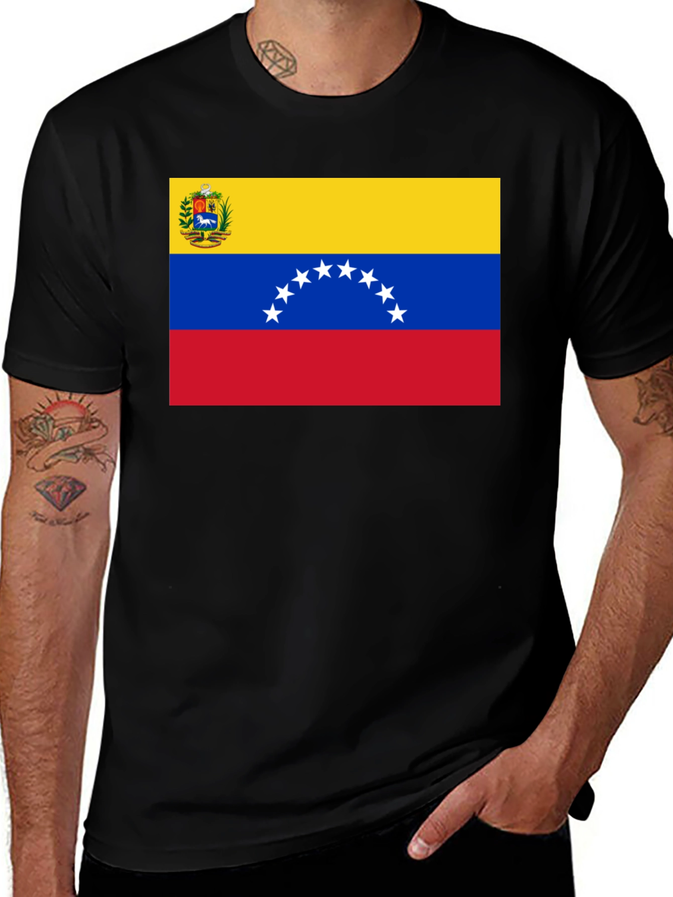 Venezuela Flag Graphic T-Shirt - Black