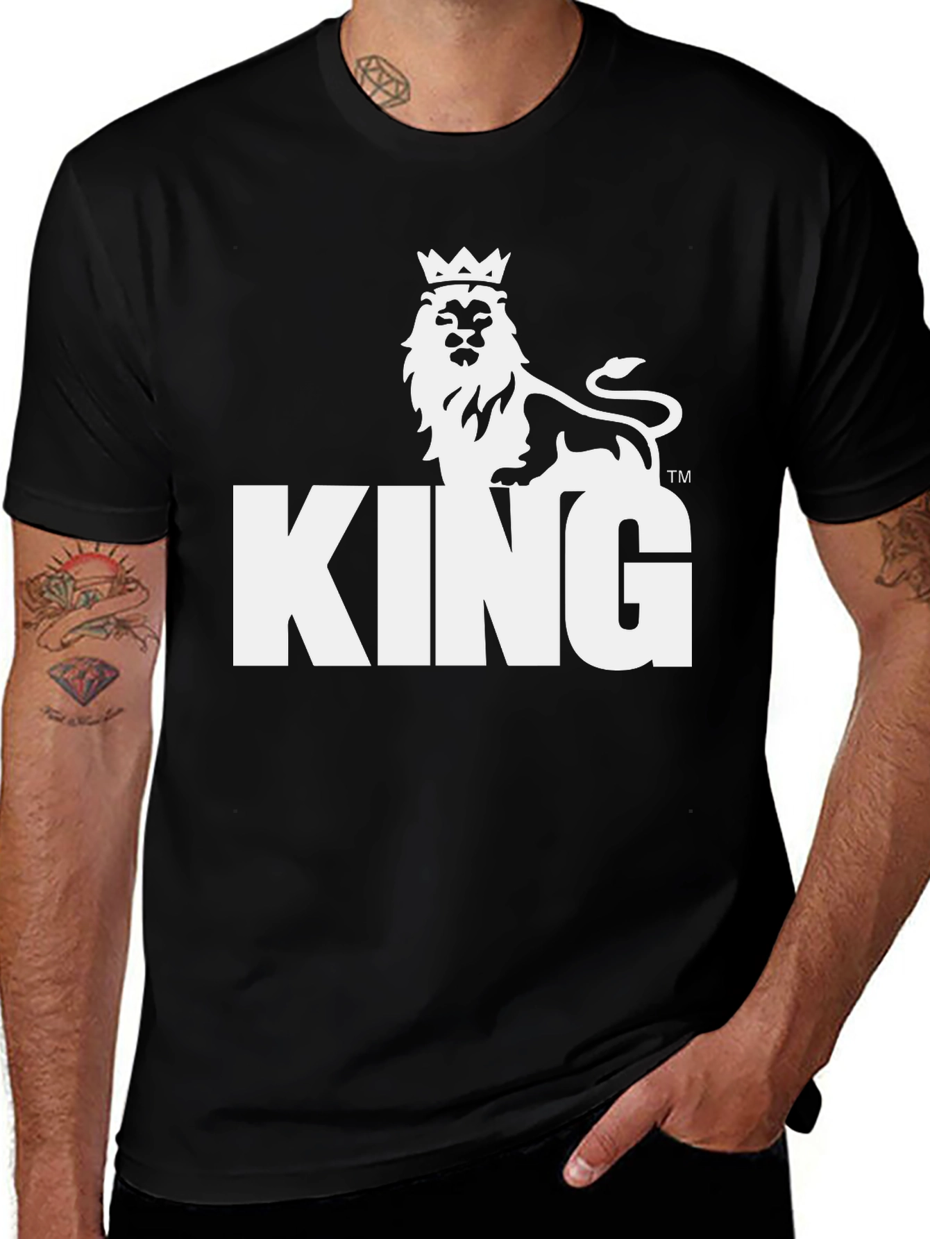 Variant 28 of King Lion Graphic Tee - Black Cotton Blend