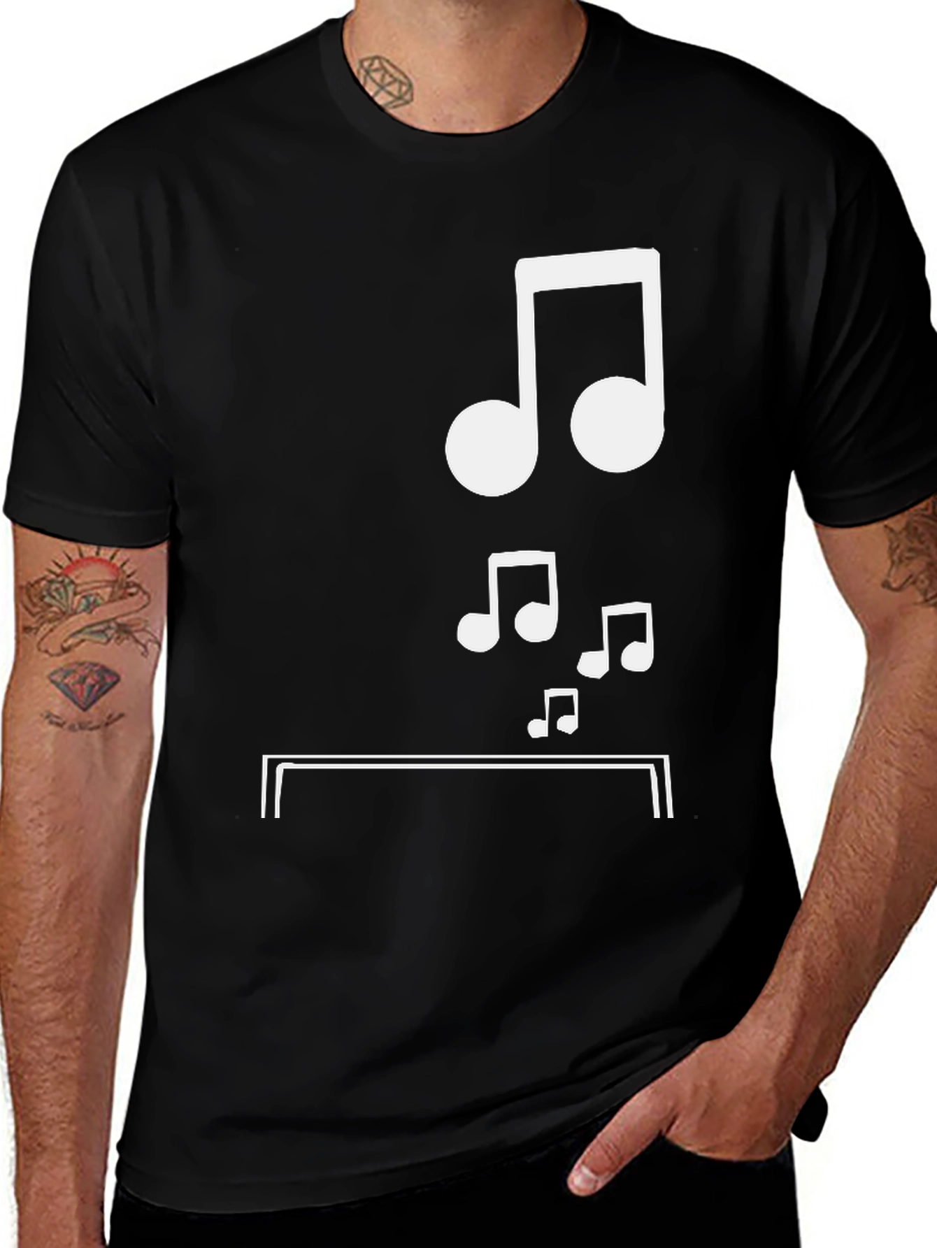 Variant 17 of Musical Notes Graphic Black T-Shirt