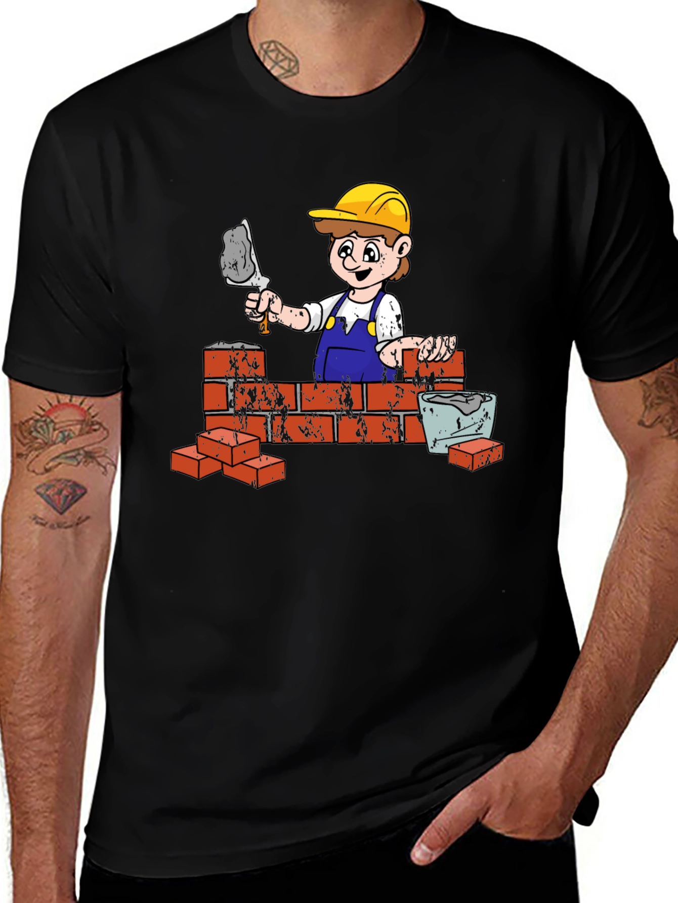 Variant 20 of Construction Worker Cartoon Graphic T-Shirt