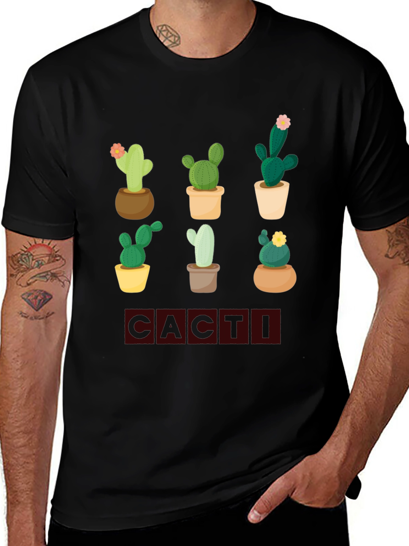 Variant 26 of Cacti Graphic Print Tee - Trendy Plant Lover Shirt