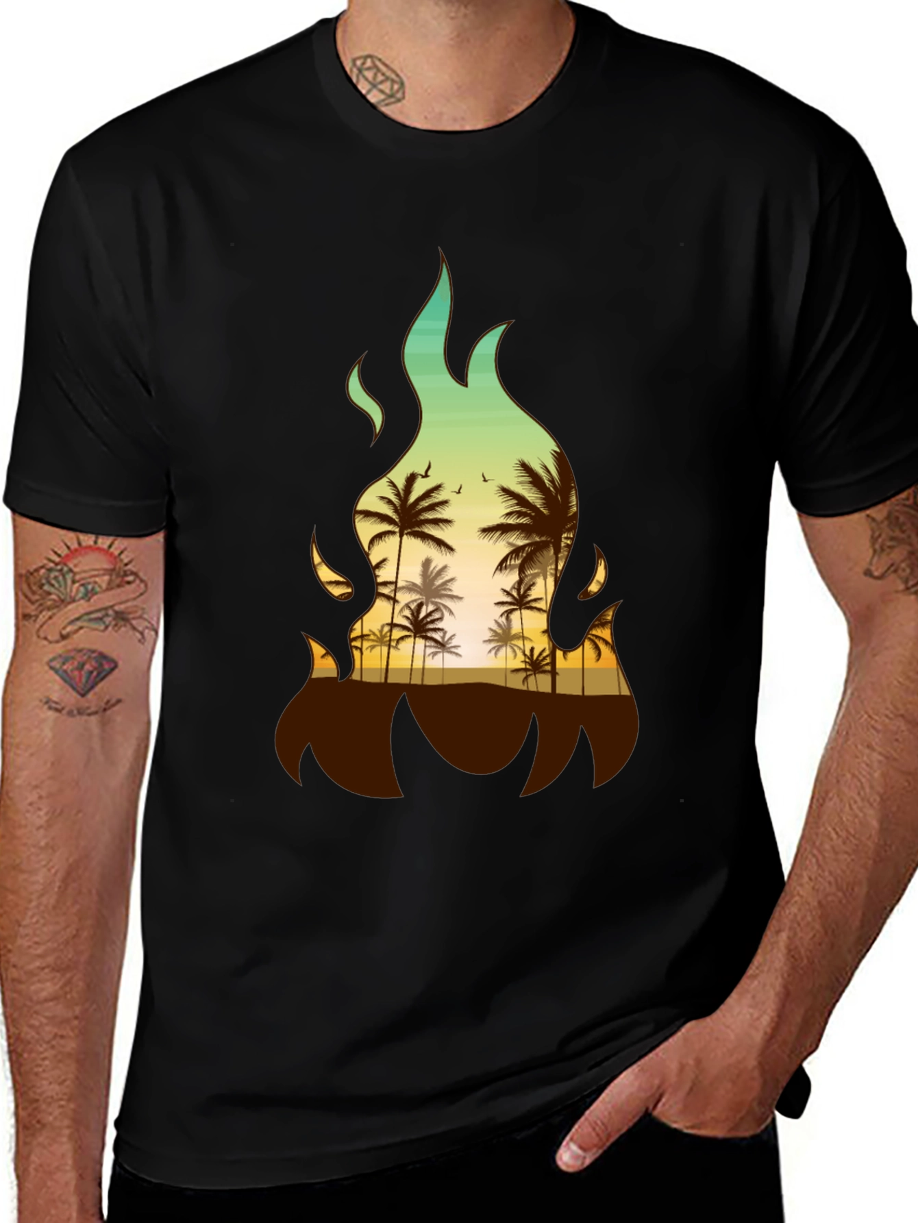 Variant 24 of Tropical Fire Palm Tree Graphic Tee