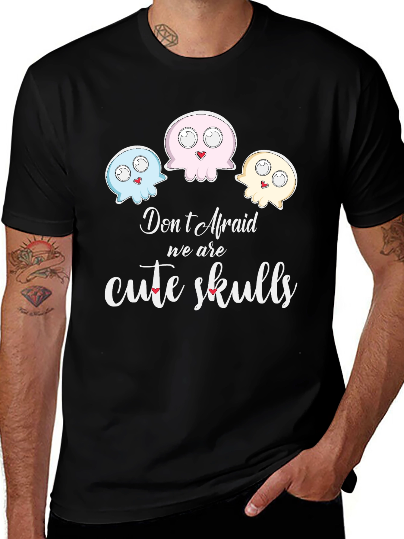 Variant 7 of Cute Skulls Graphic Tee - Don't Afraid