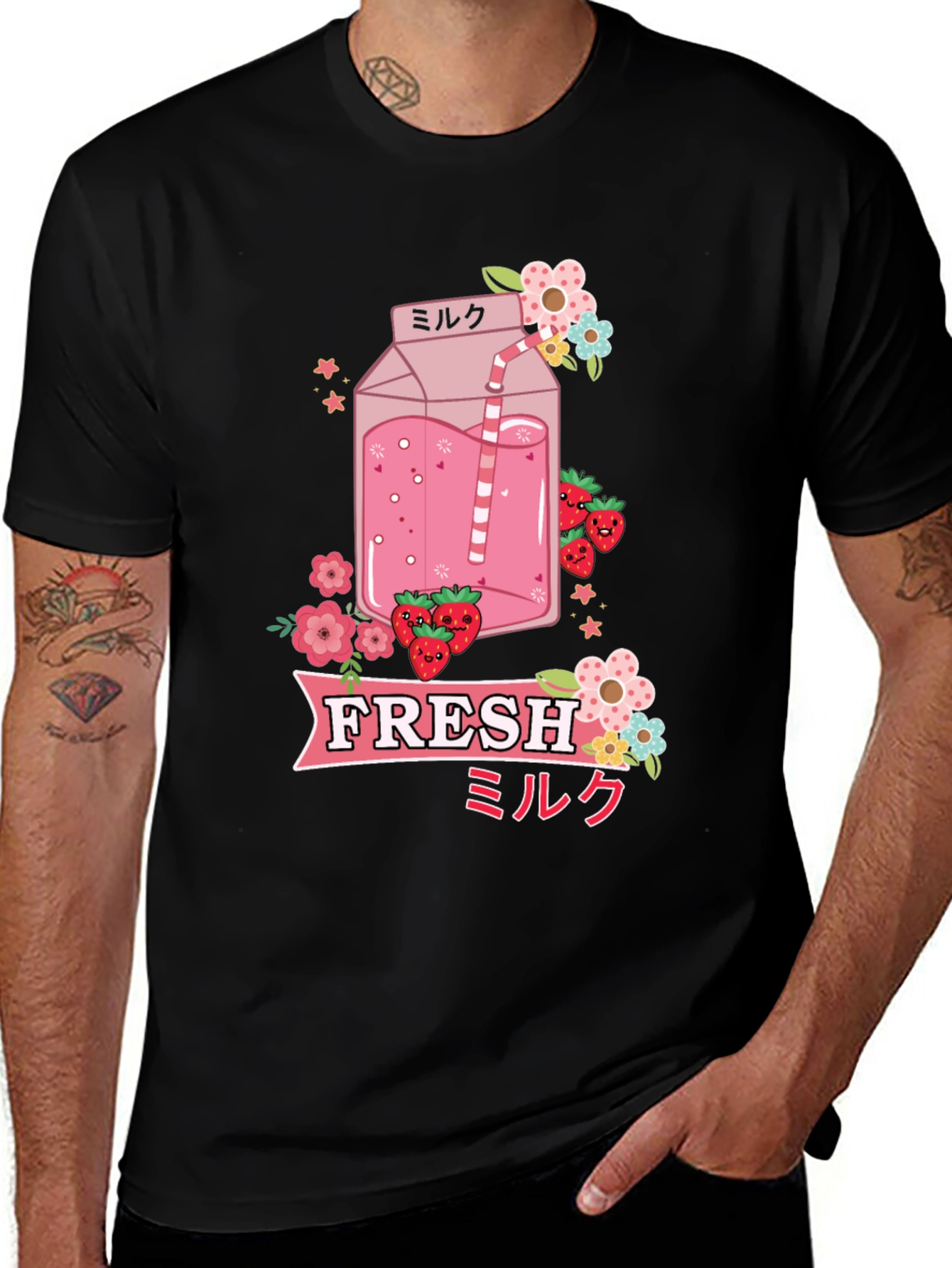 Kawaii Strawberry Milk T-Shirt - Fresh Anime Style